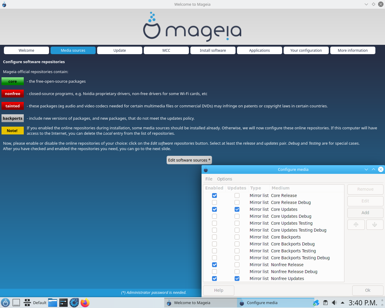 Mageia desktop screenshot: 8 welcome
