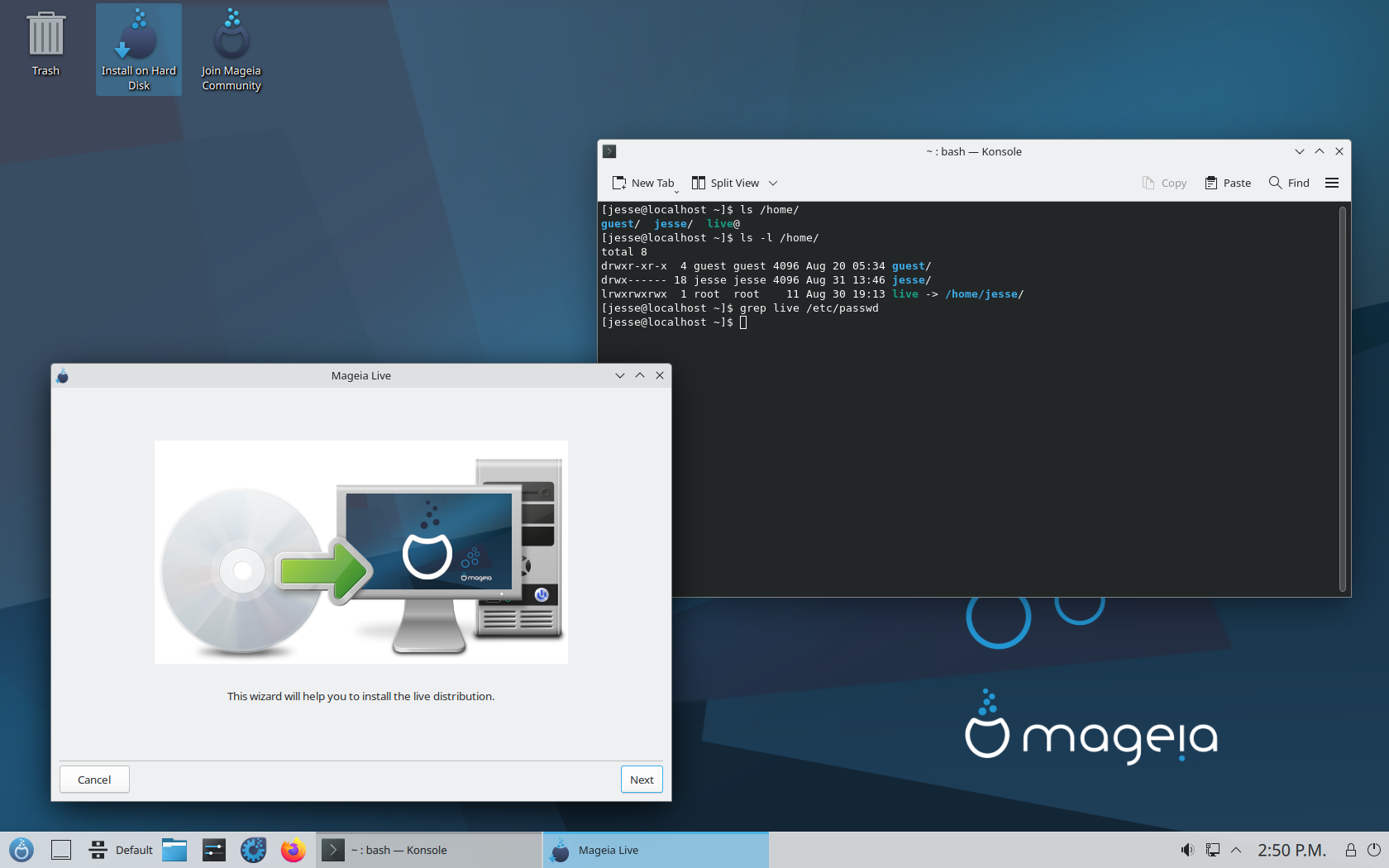 Mageia desktop screenshot: 9 leftovers