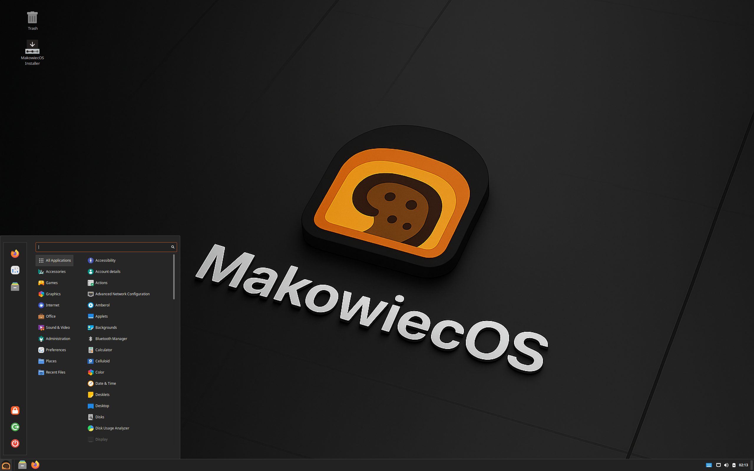MakowiecOS desktop screenshot: 1 cinnamon