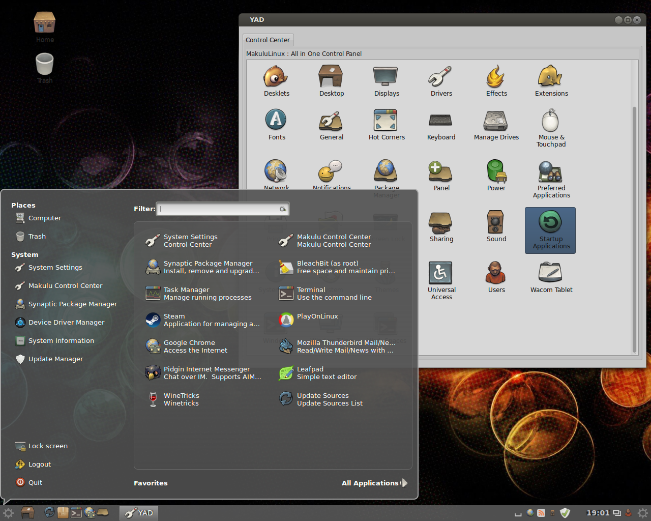 MakuluLinux desktop screenshot: 2.0 menu