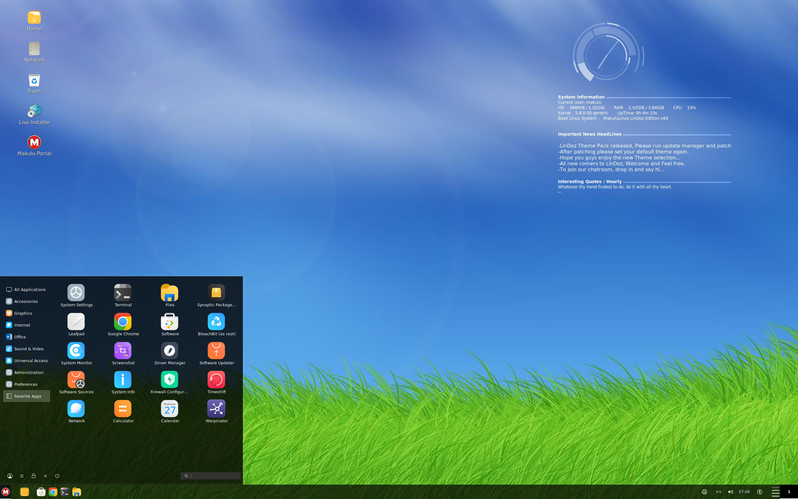 MakuluLinux desktop screenshot: 2021 04 27
