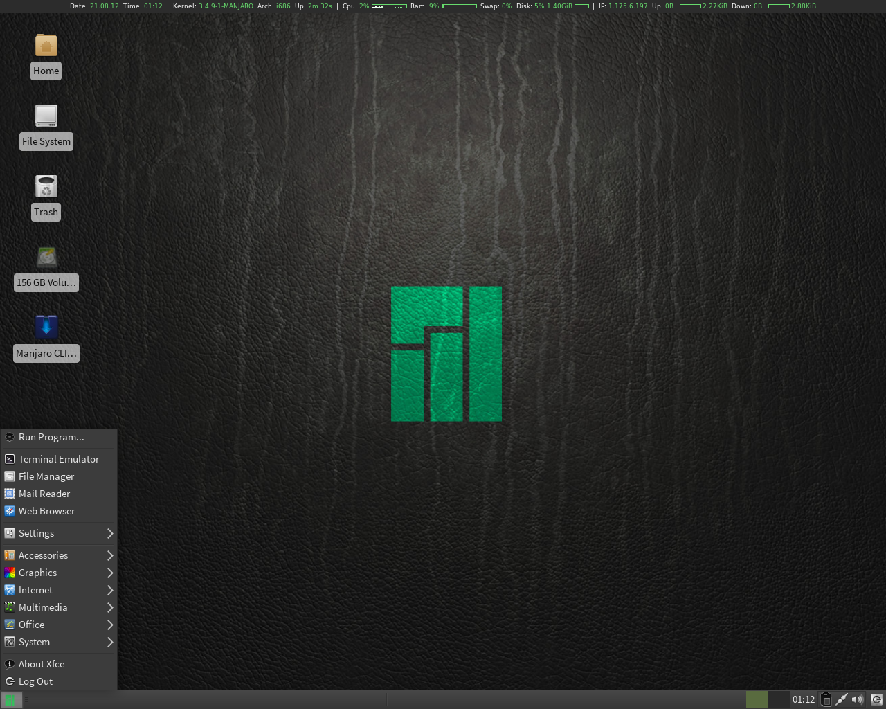 Manjaro desktop screenshot: 0.8.0