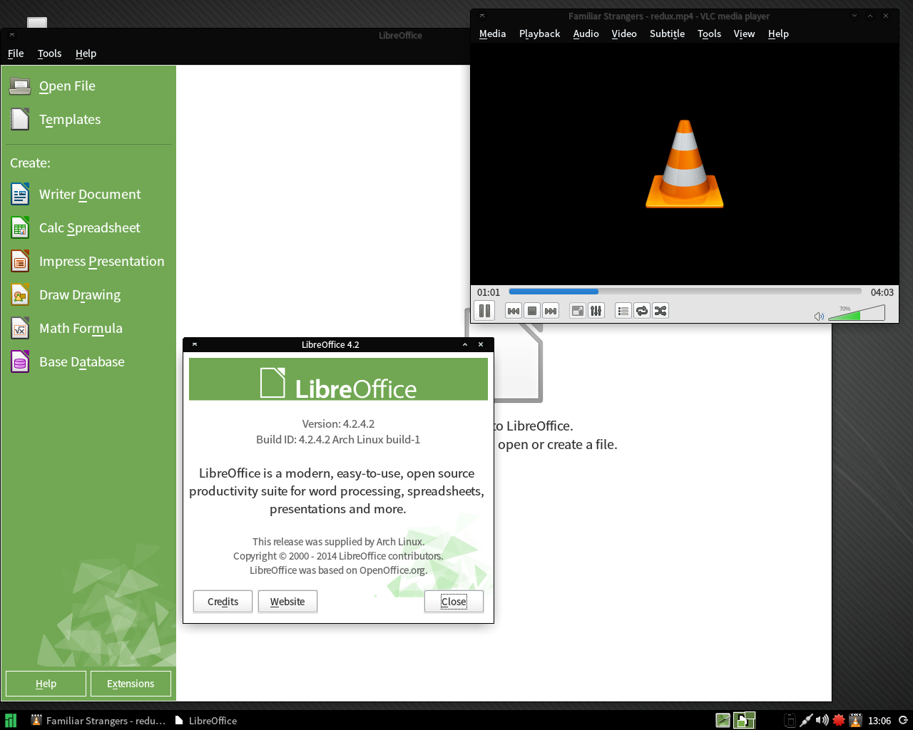 Manjaro desktop screenshot: 0.8.10 apps