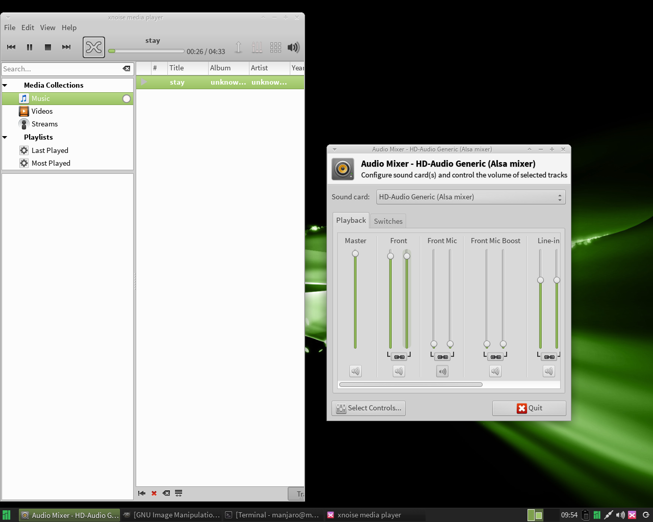 Manjaro desktop screenshot: 0.8.3 media