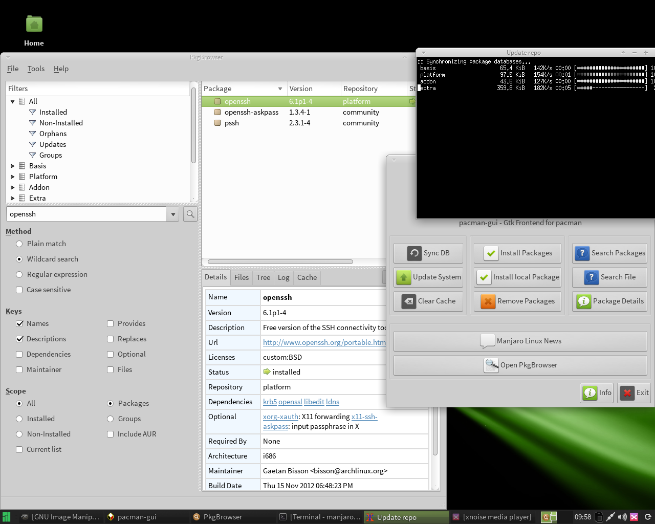 Manjaro desktop screenshot: 0.8.3 packages
