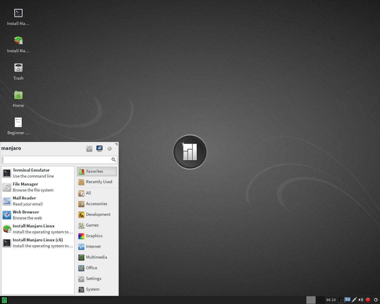 Manjaro desktop screenshot: 0.8.7