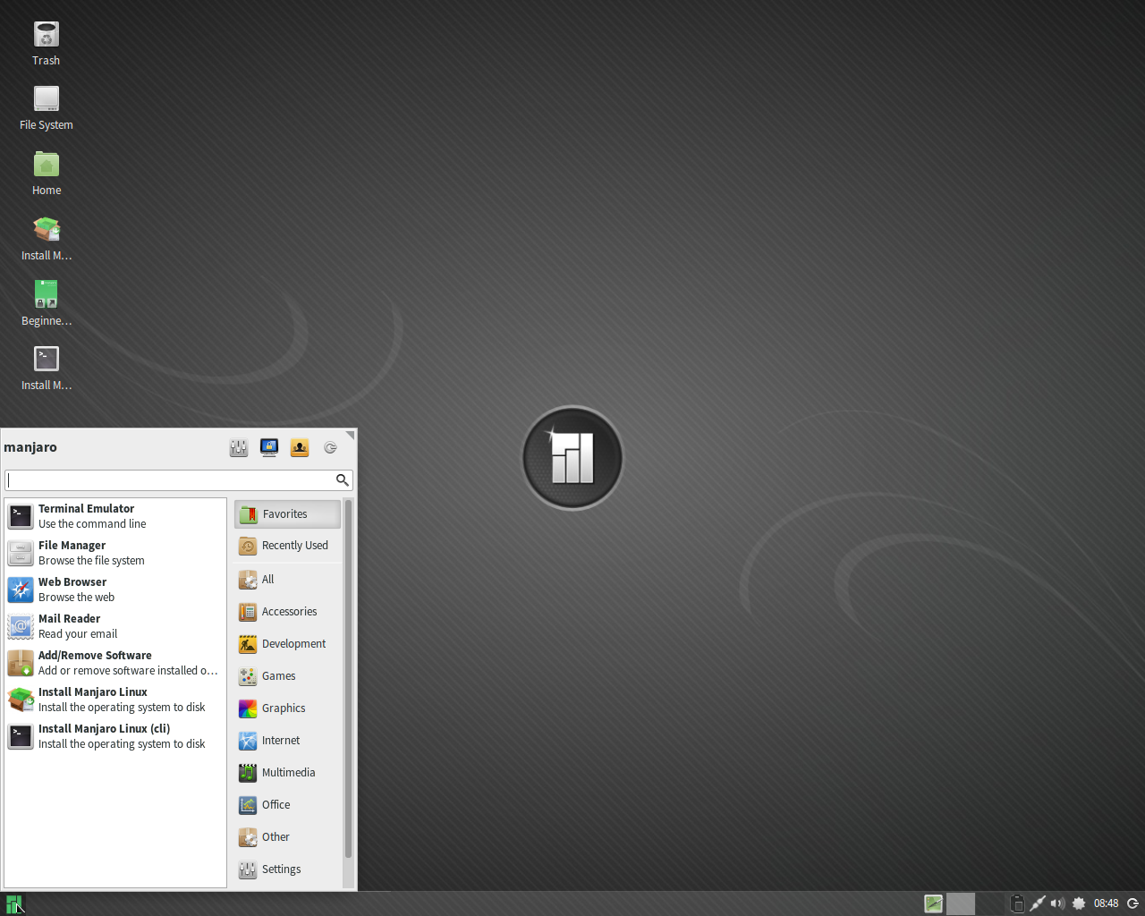 Manjaro desktop screenshot: 0.8.9
