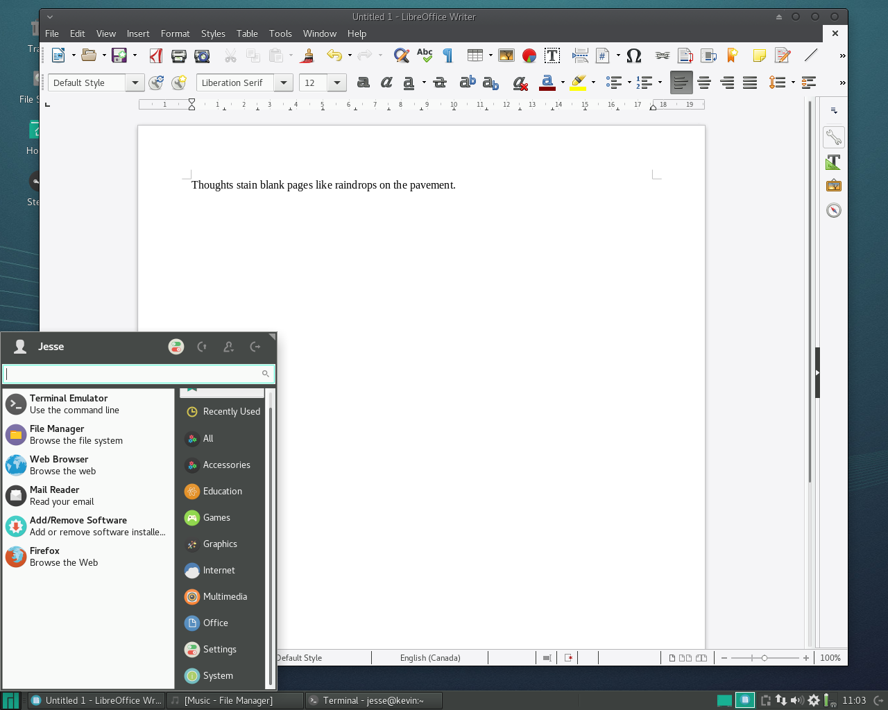 Manjaro desktop screenshot: 17.0.2 menu