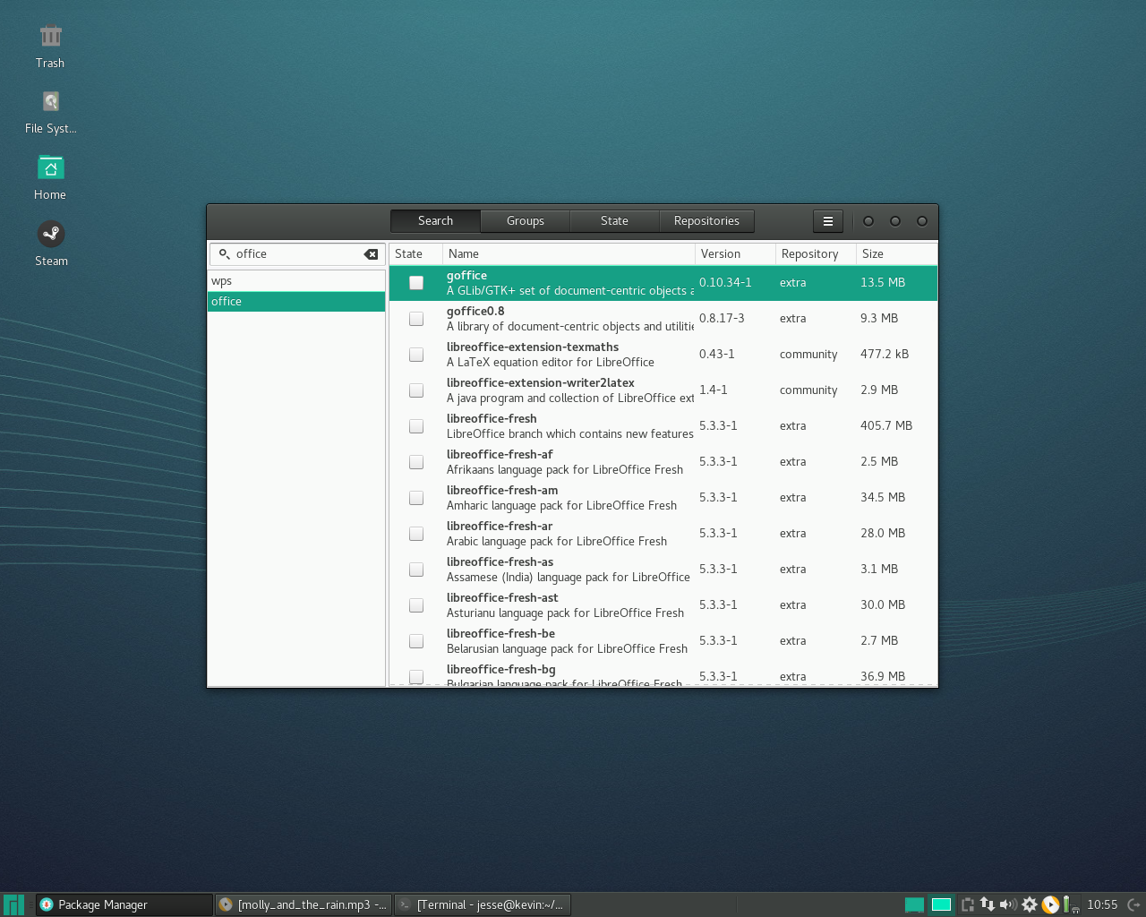 Manjaro desktop screenshot: 17.0.2 pamac