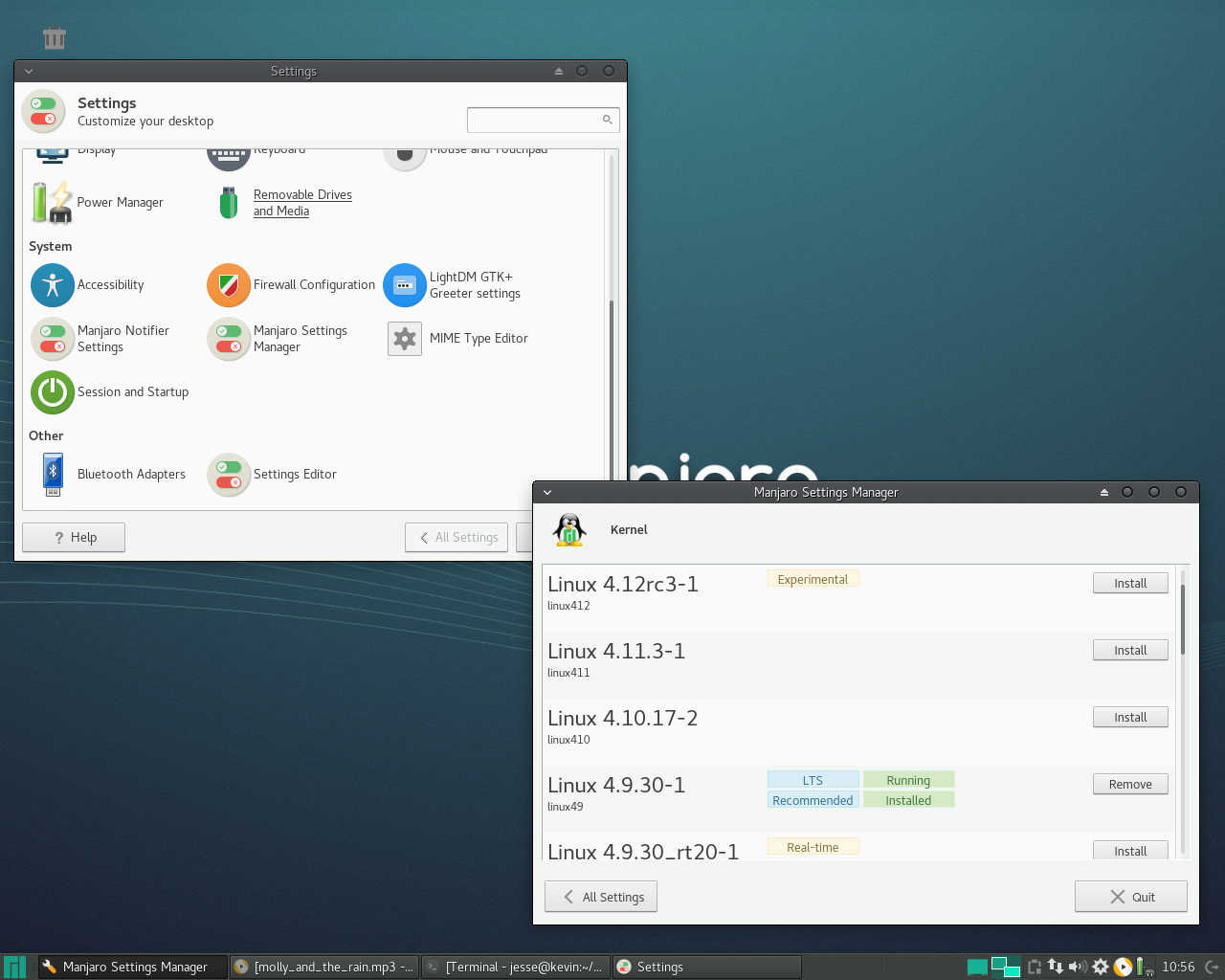 Manjaro desktop screenshot: 17.0.2 settings