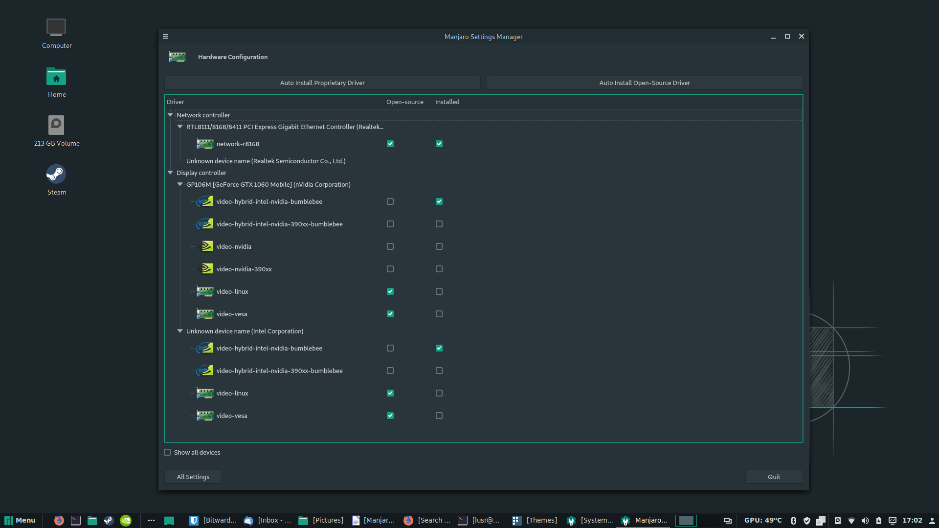 Manjaro desktop screenshot: 18.0.4 manjaro settings manager