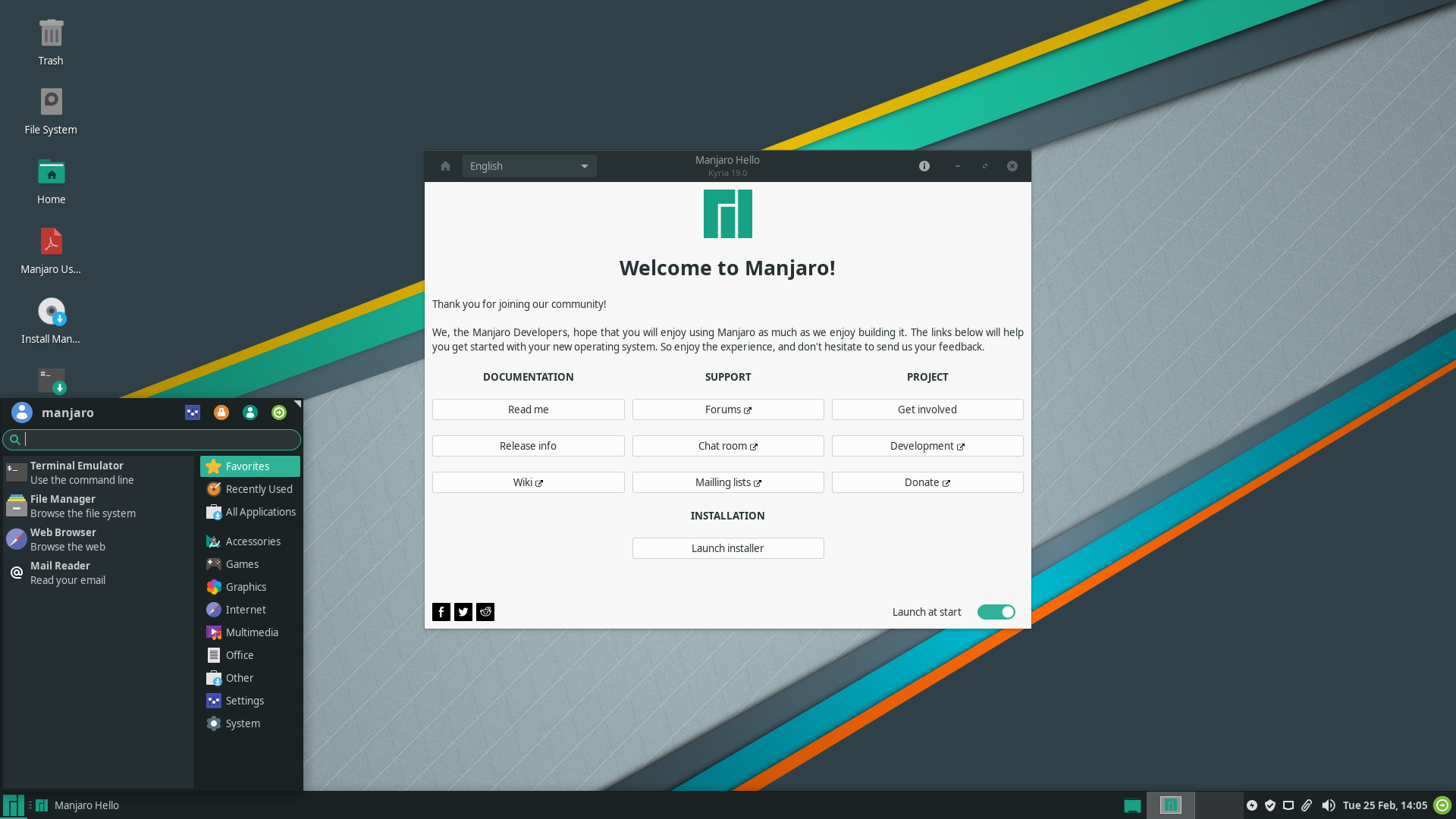 Manjaro desktop screenshot: 19.0