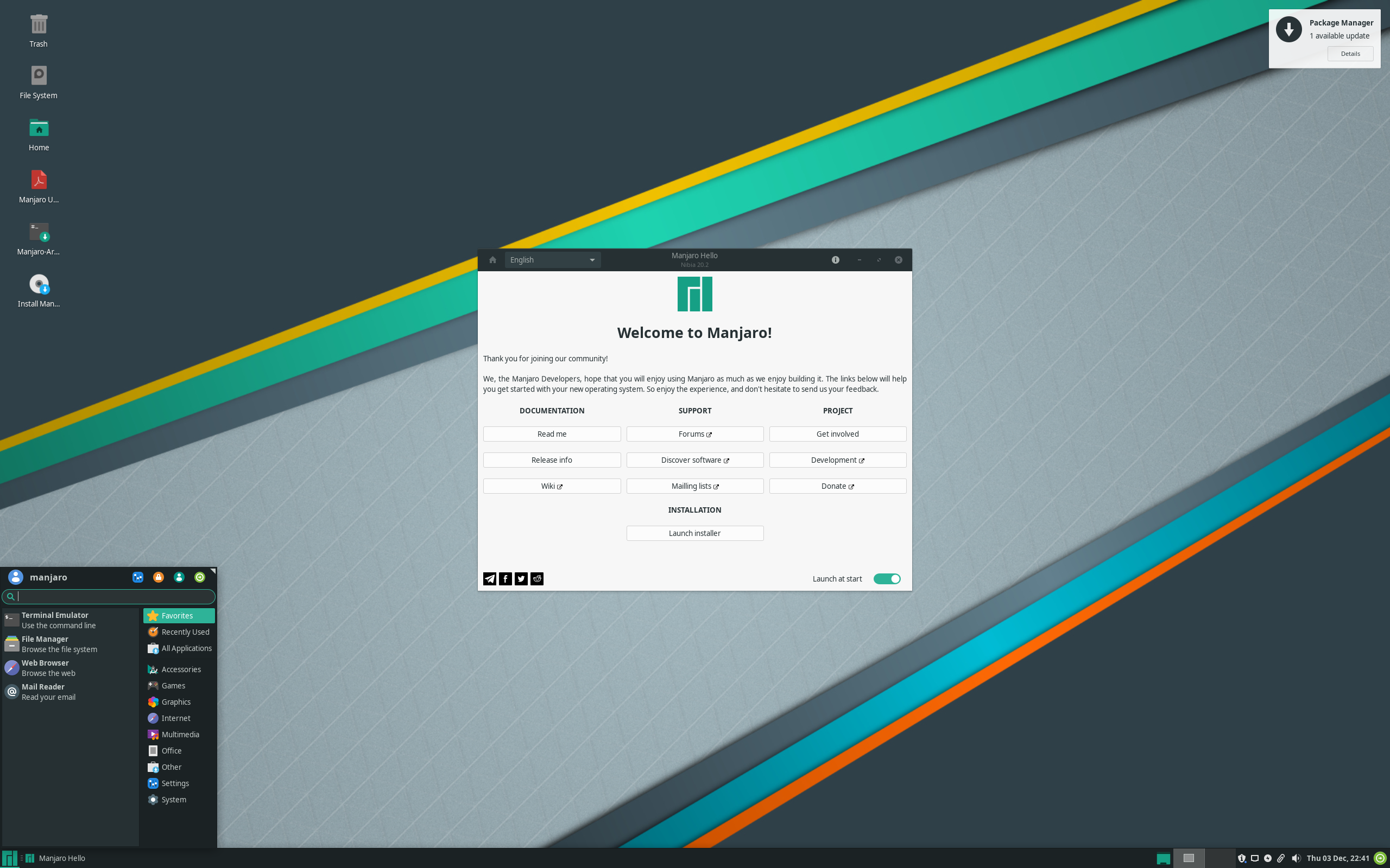 Manjaro desktop screenshot: 20.2