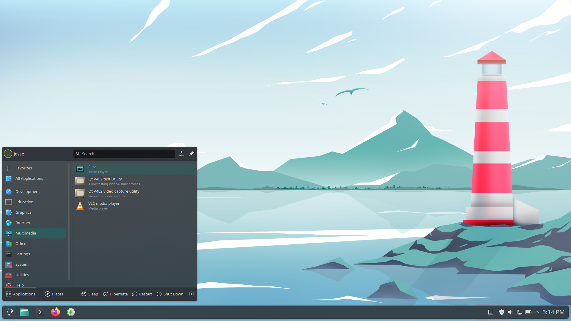 Manjaro desktop screenshot: 24.0 menu