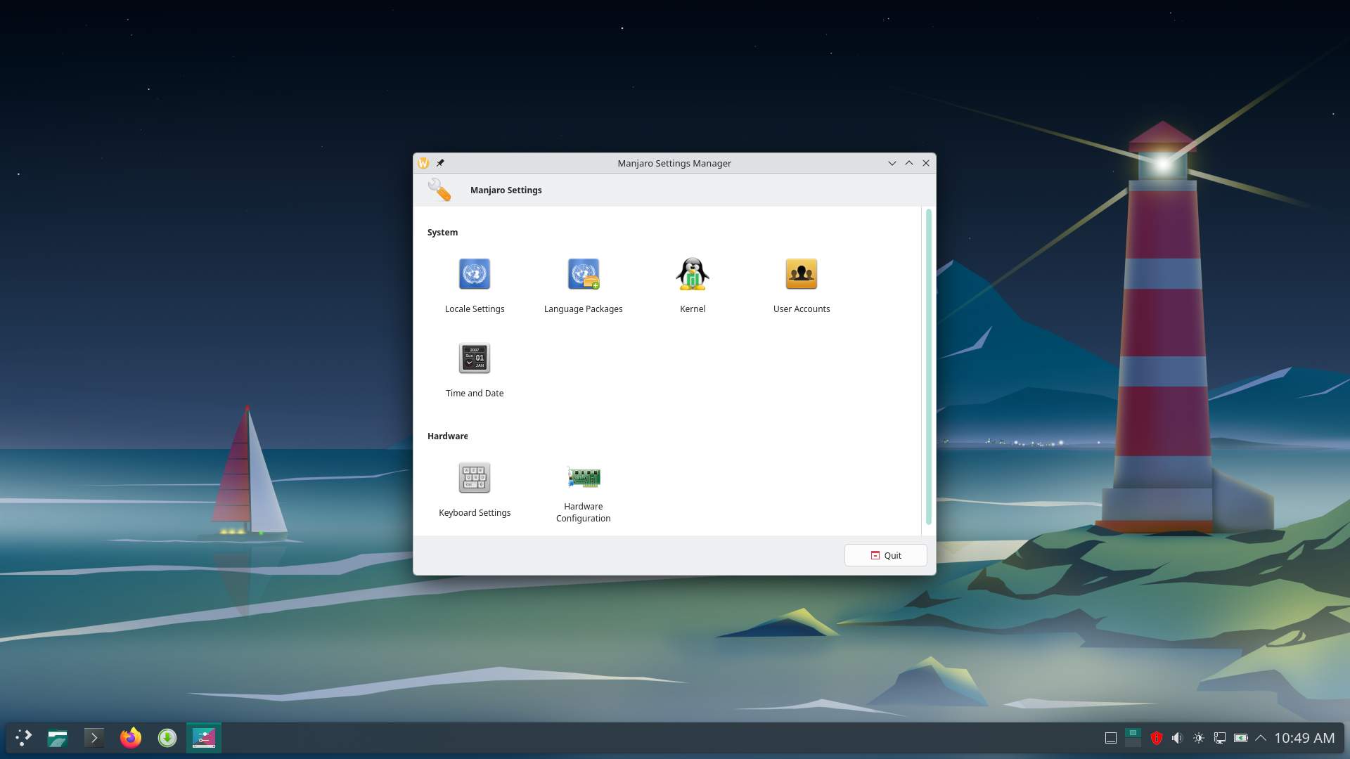 Manjaro desktop screenshot: 26.0 manager