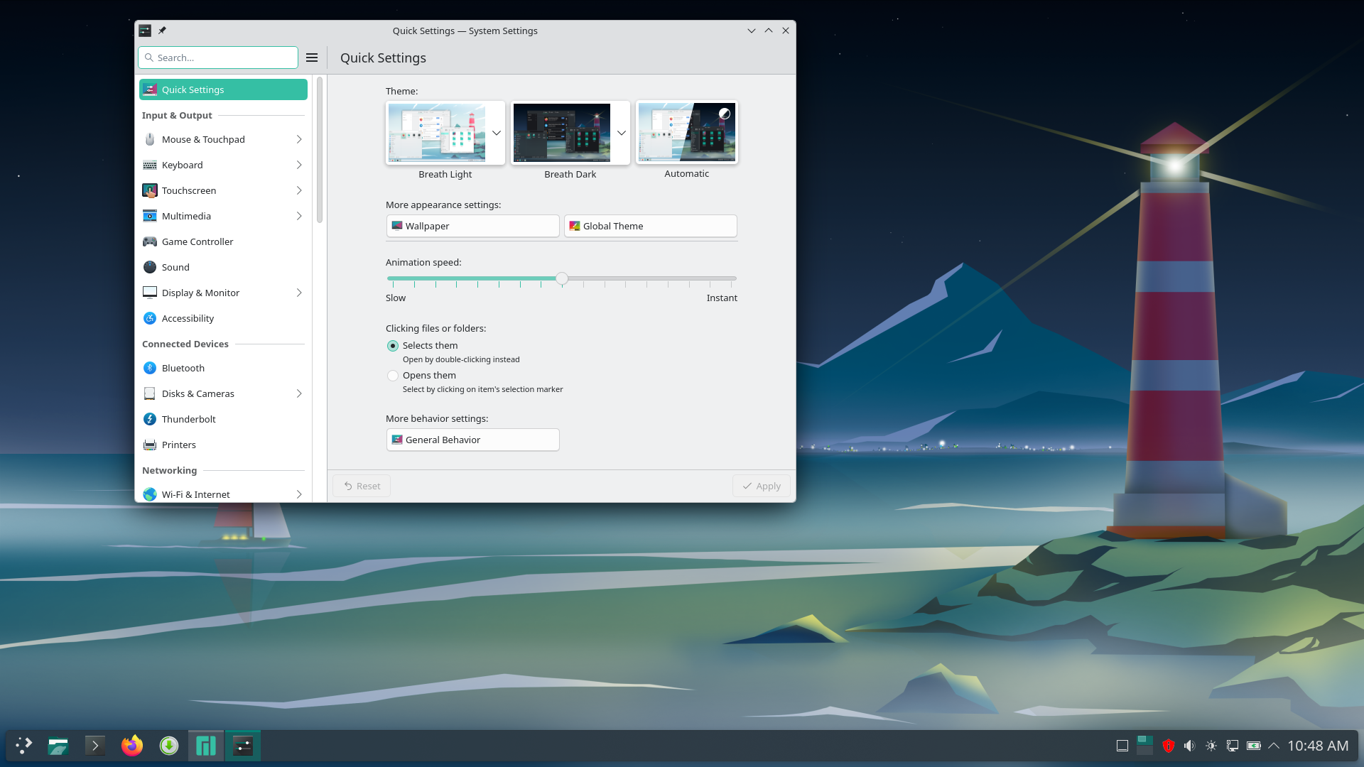 Manjaro desktop screenshot: 26.0 settings
