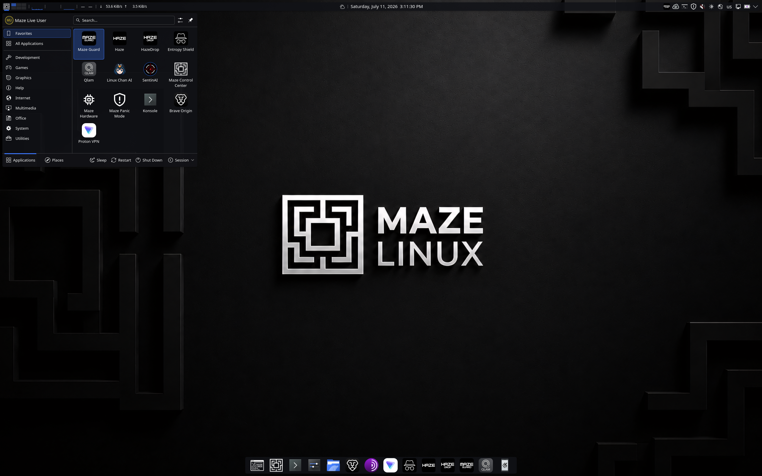Maze desktop screenshot: 2026.07.10 kde