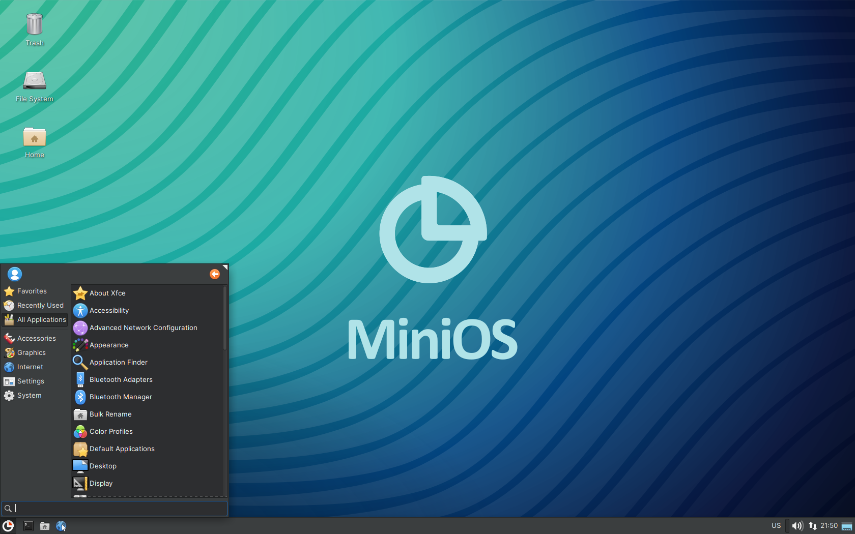MiniOS desktop screenshot: 20230606 menu