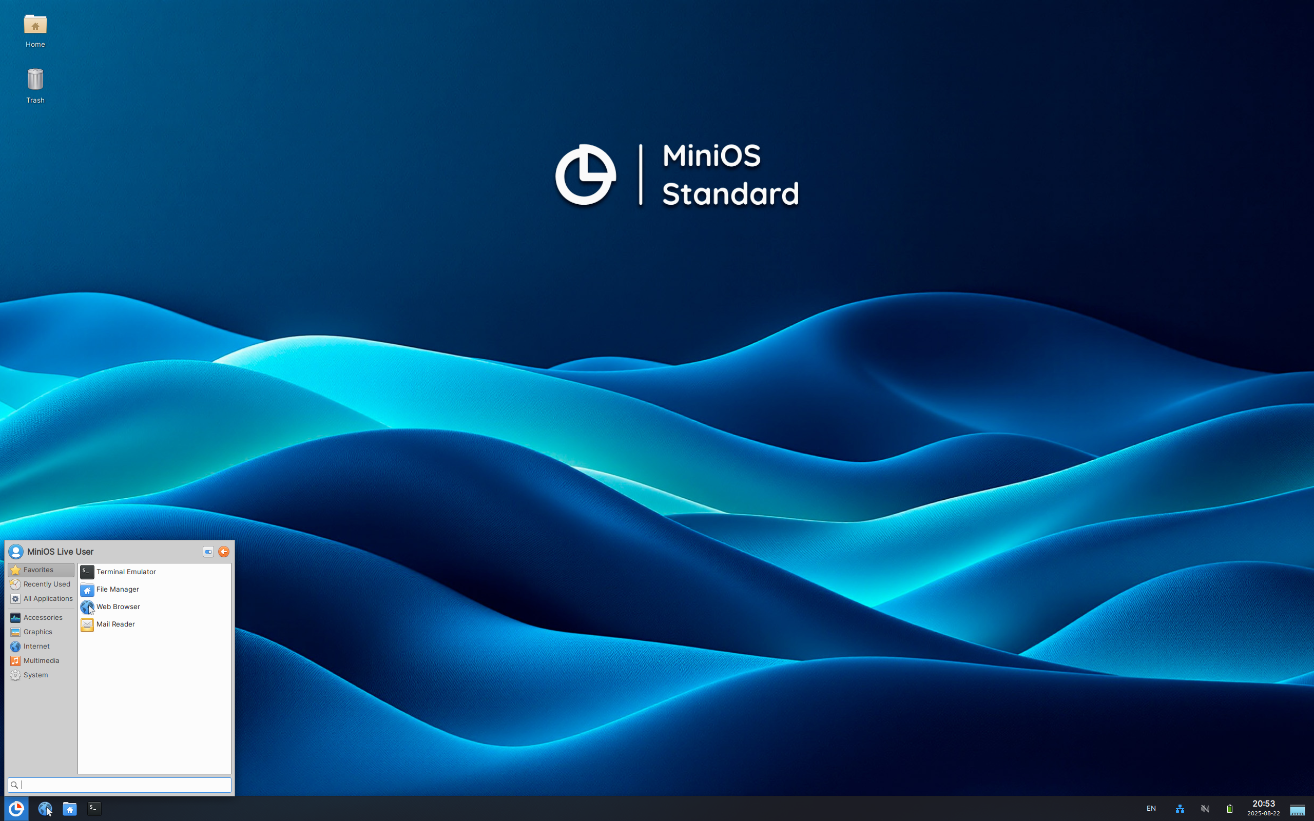 MiniOS desktop screenshot: 5.0.0