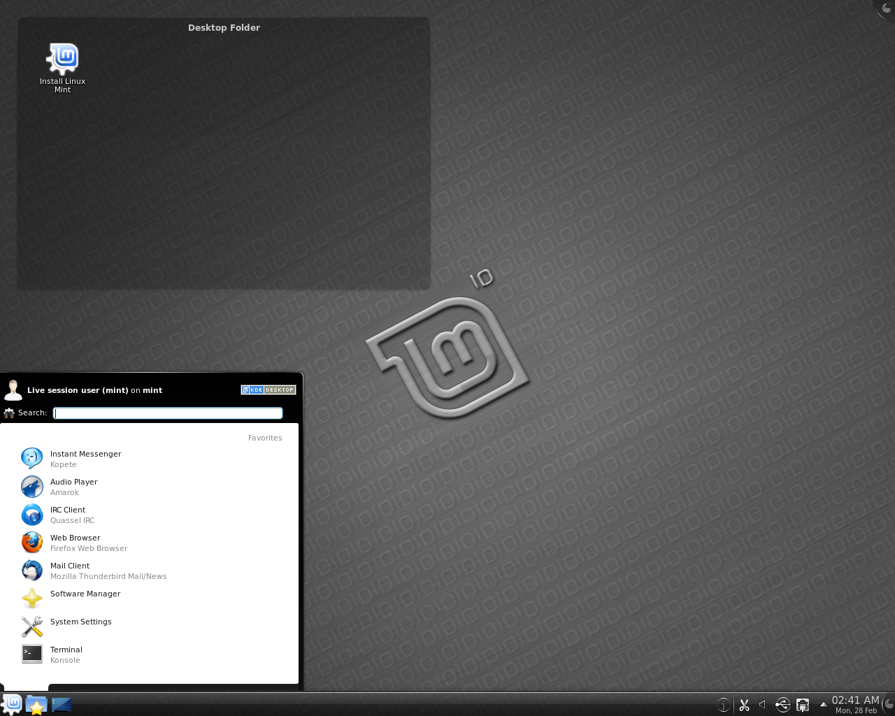 Linux Mint desktop screenshot: 10 kde