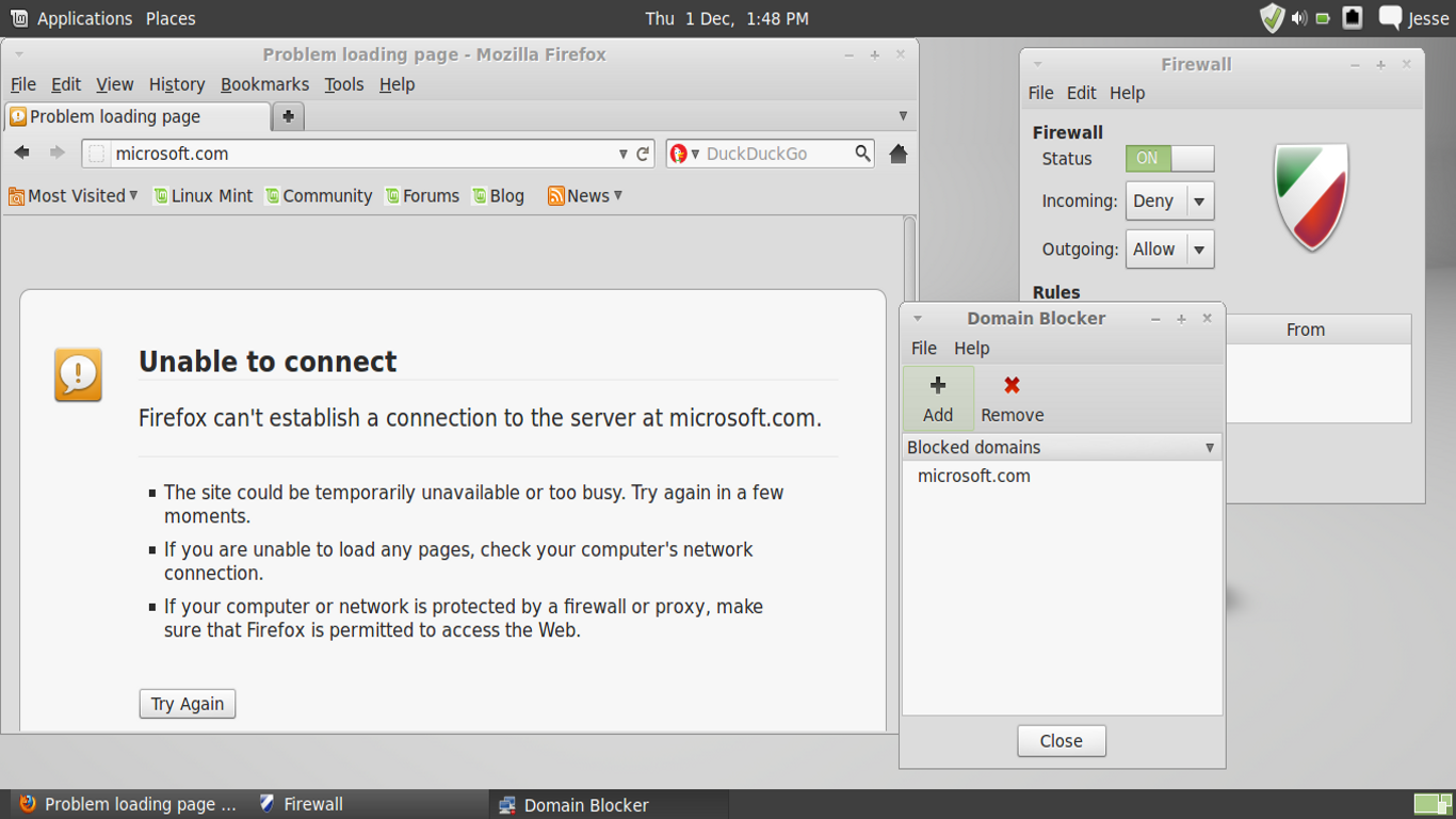 Linux Mint desktop screenshot: 12 internet