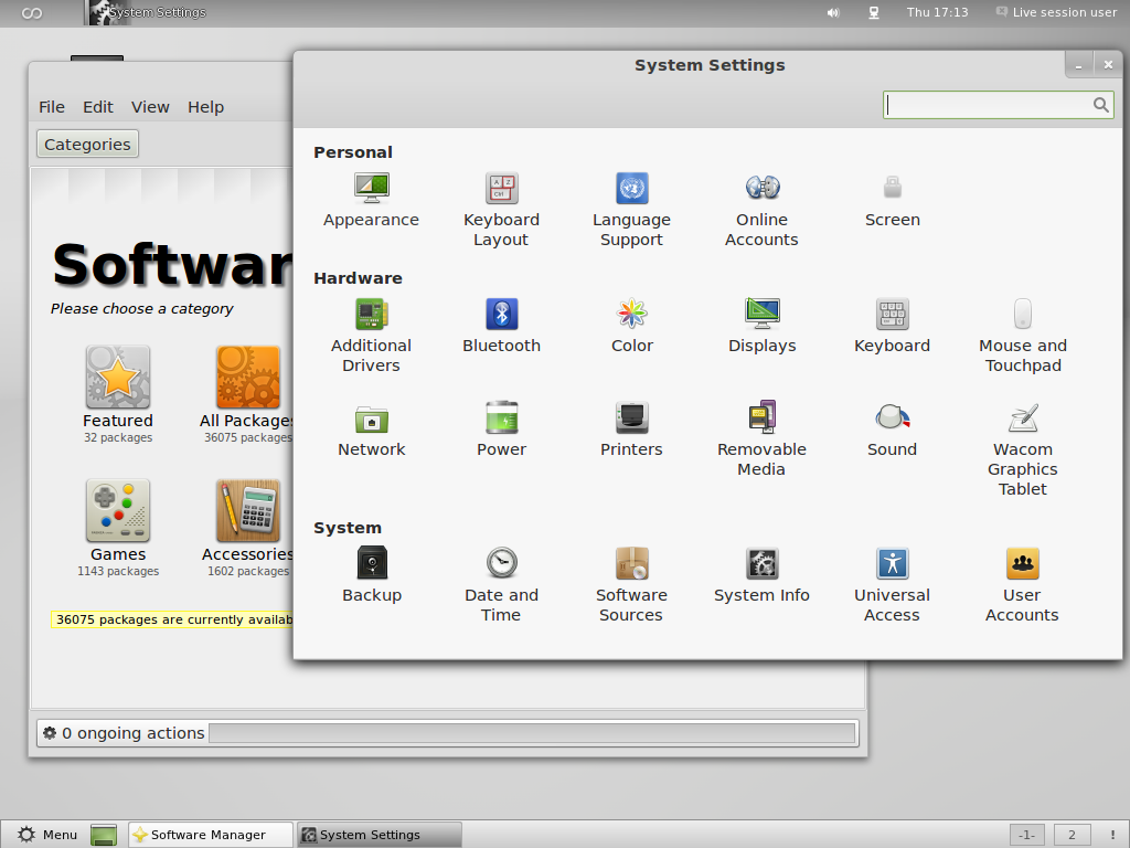 Linux Mint desktop screenshot: 12 settings