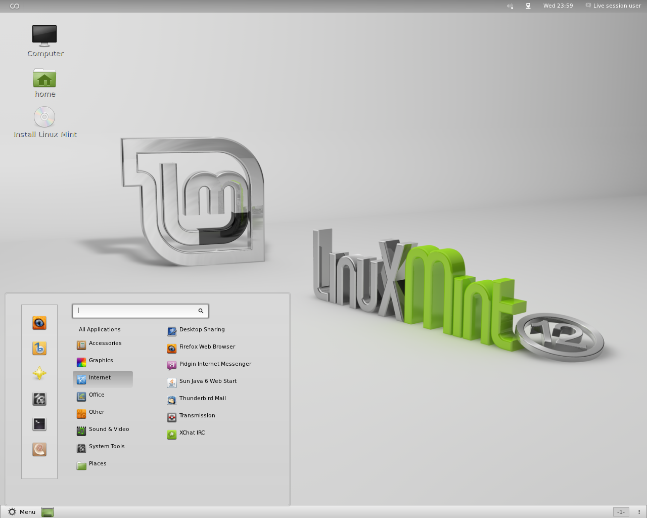 Linux Mint desktop screenshot: 12