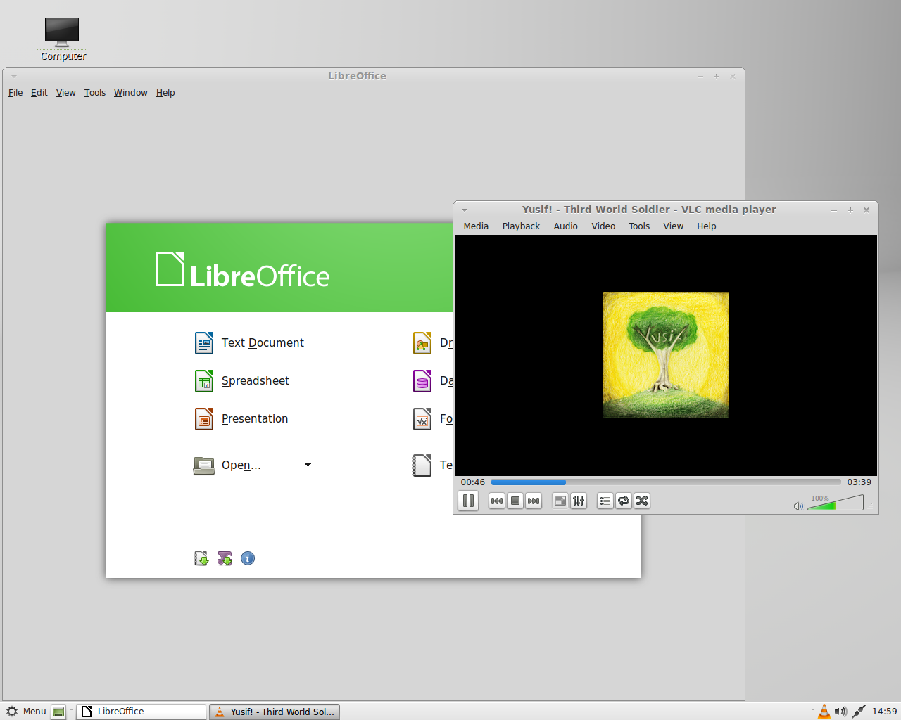 Linux Mint desktop screenshot: 14 apps