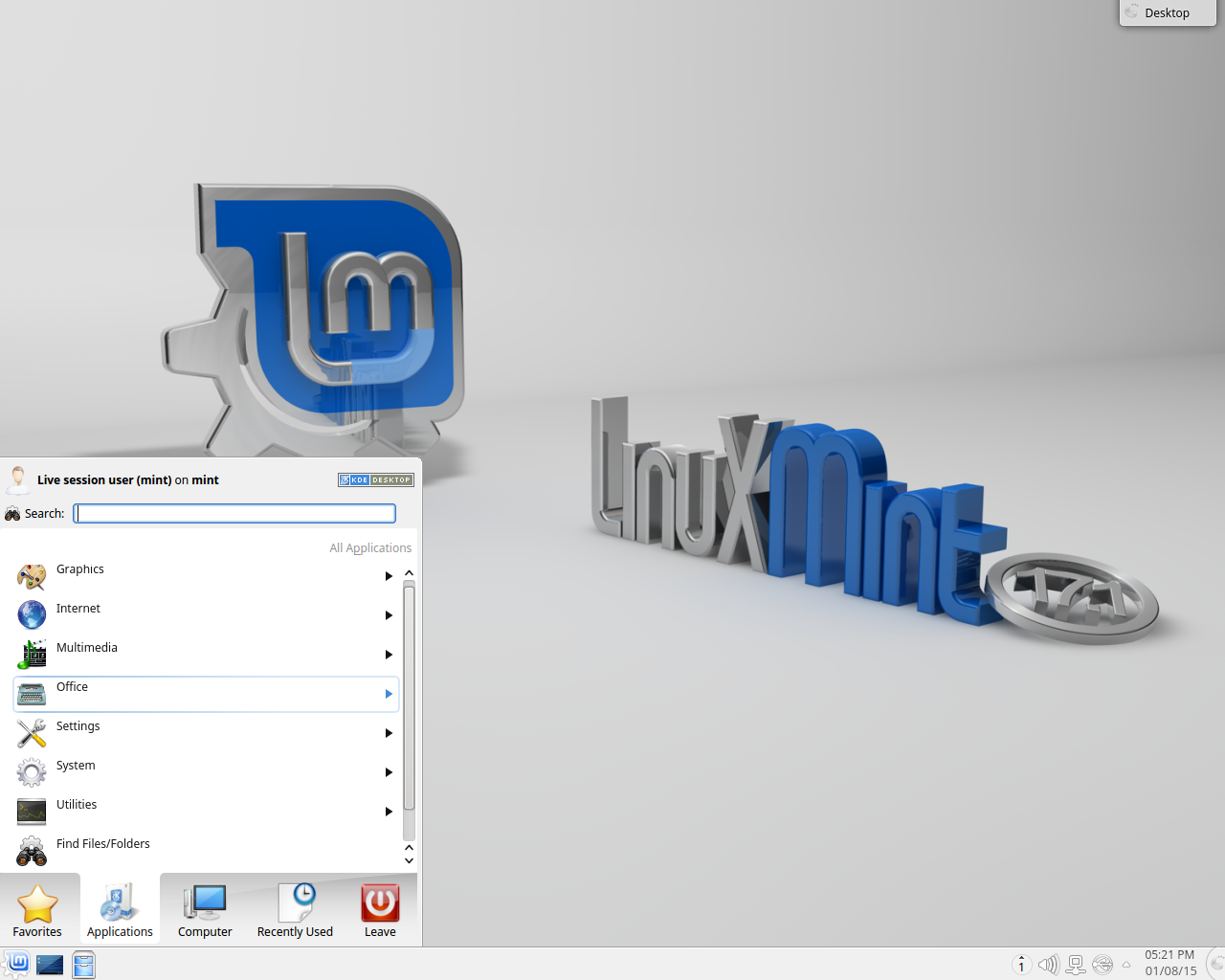 Linux Mint desktop screenshot: 17.1 kde