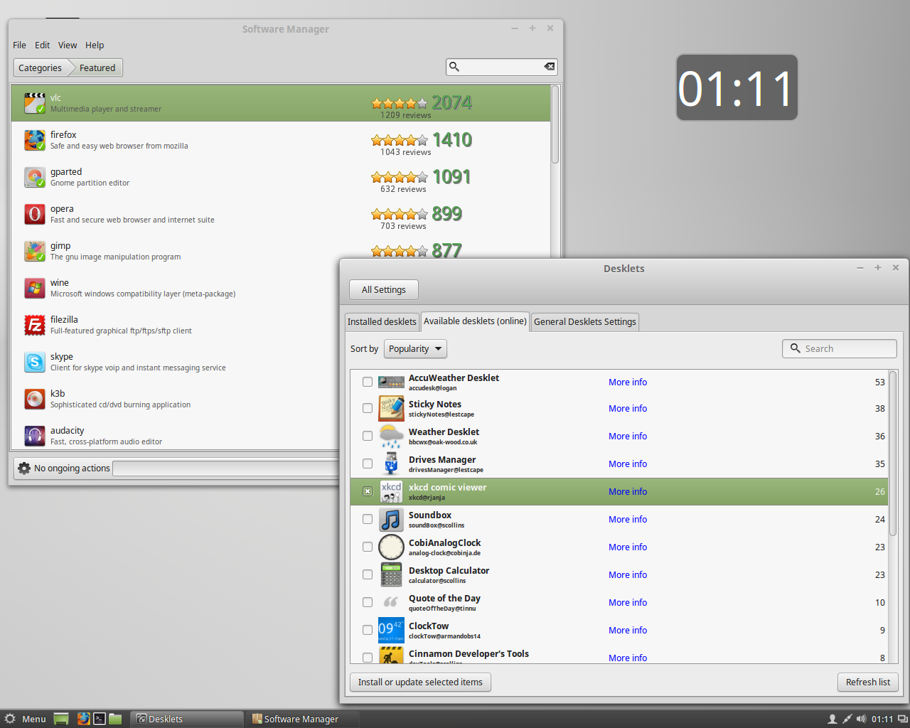 Linux Mint desktop screenshot: 17.1 software
