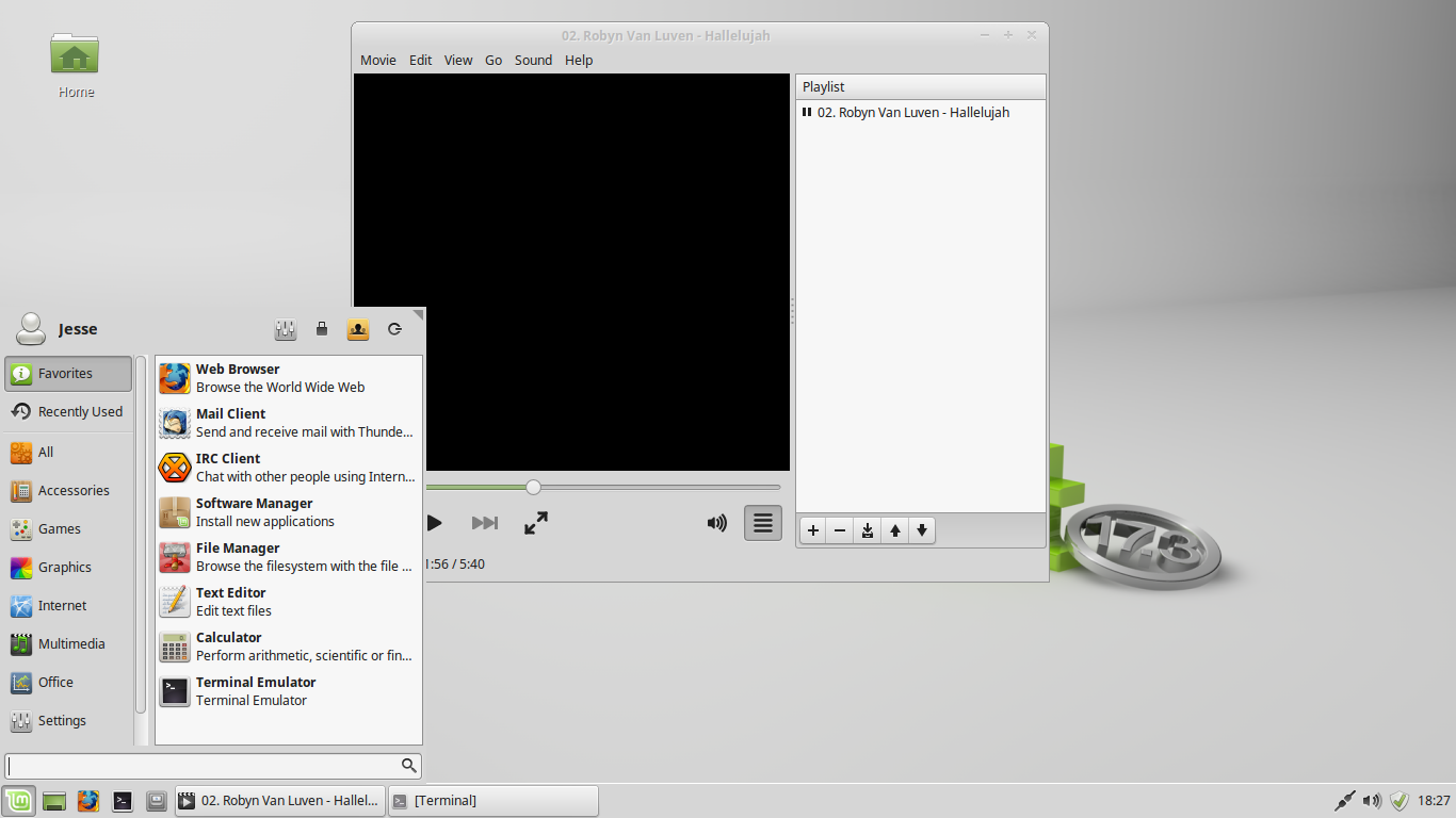 Linux Mint desktop screenshot: 17.3 menu