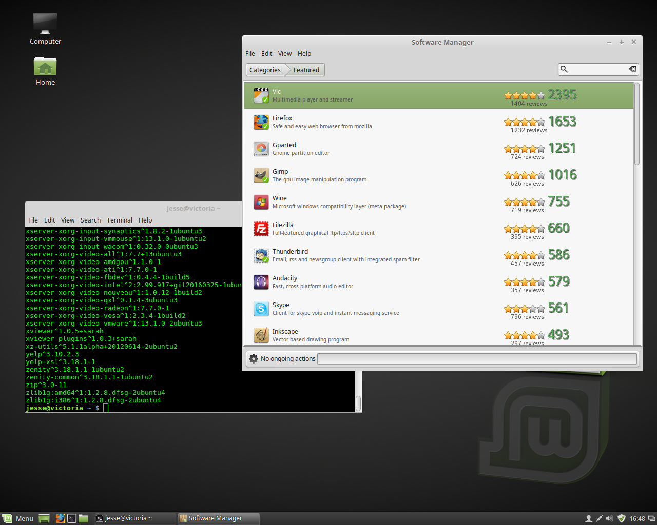 Linux Mint desktop screenshot: 18 software