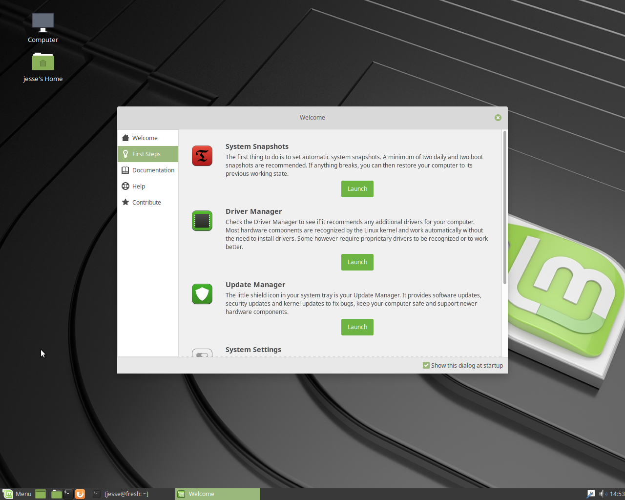 Linux Mint desktop screenshot: 19 welcome