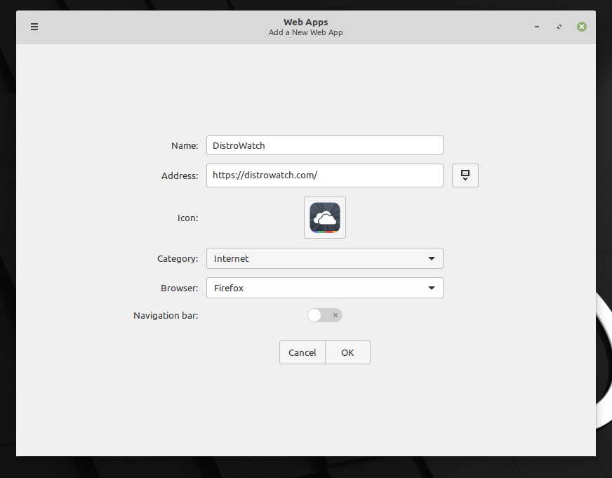 Linux Mint desktop screenshot: 20.1 webapps
