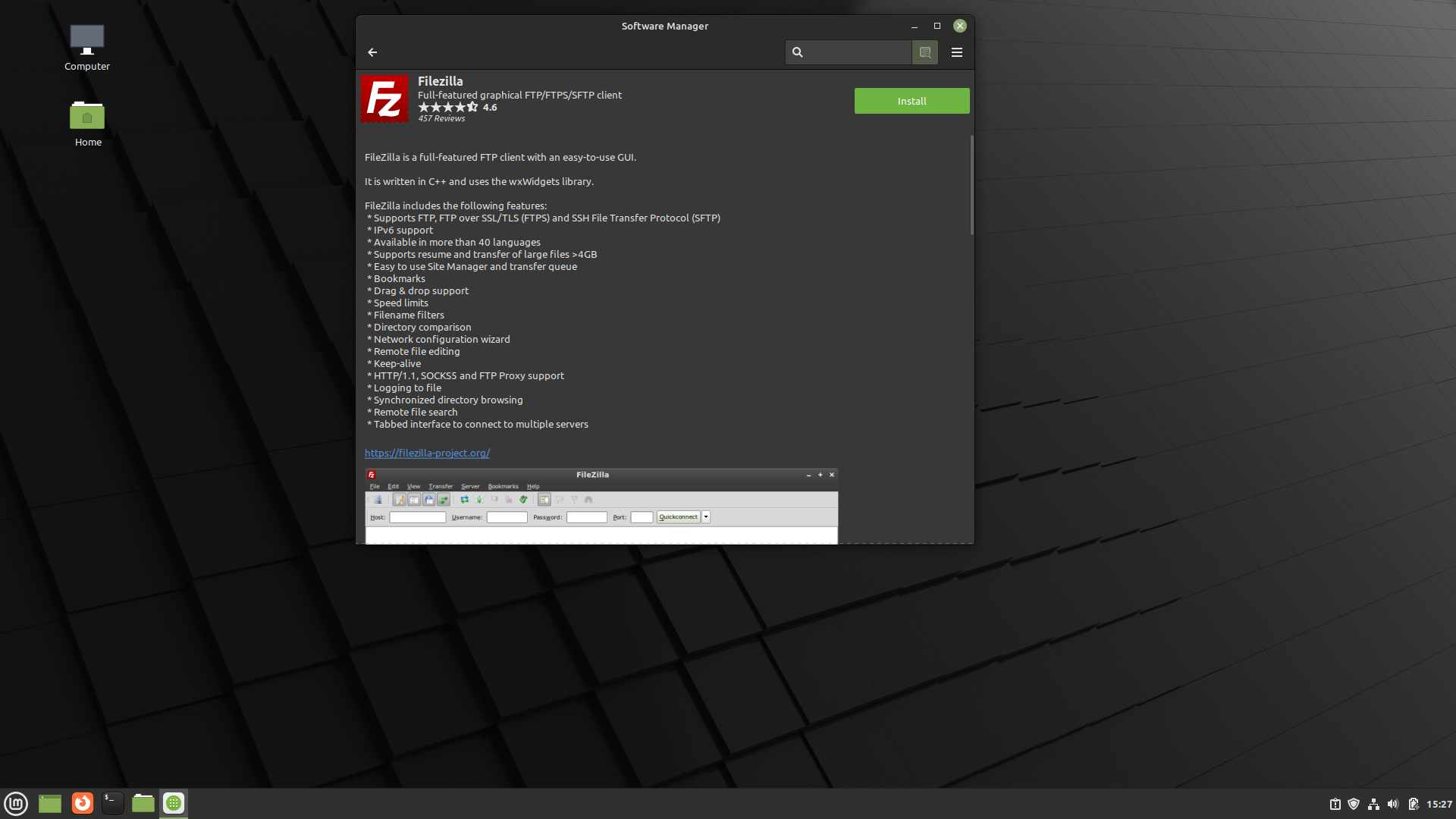 Linux Mint desktop screenshot: 21 software