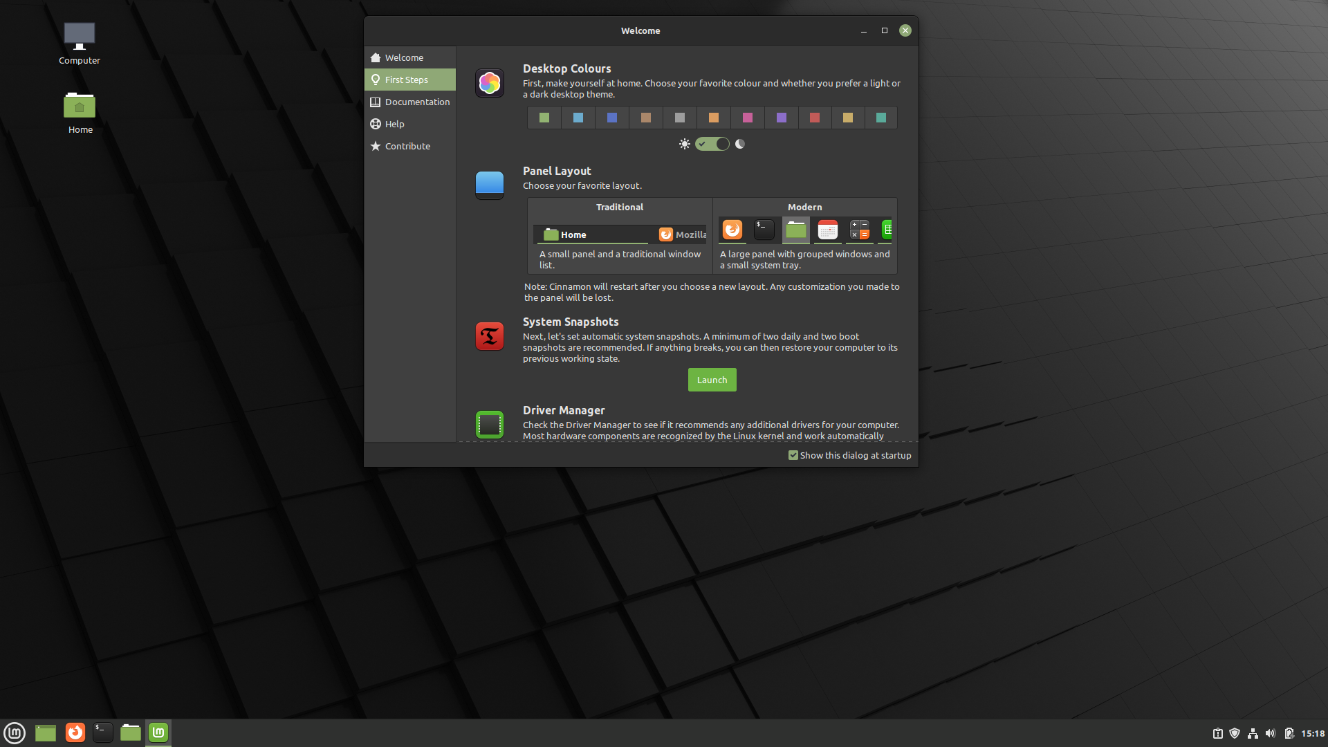 Linux Mint desktop screenshot: 21 welcome