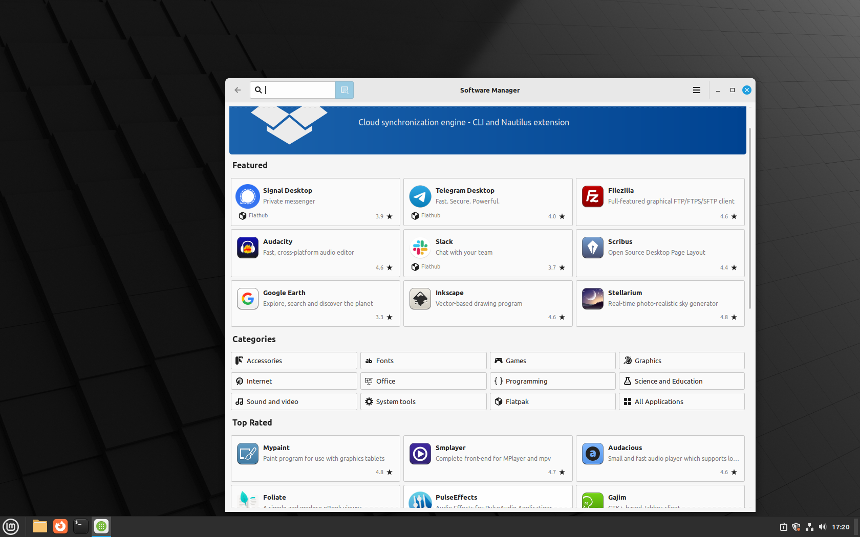 Linux Mint desktop screenshot: 21.2 flatpak