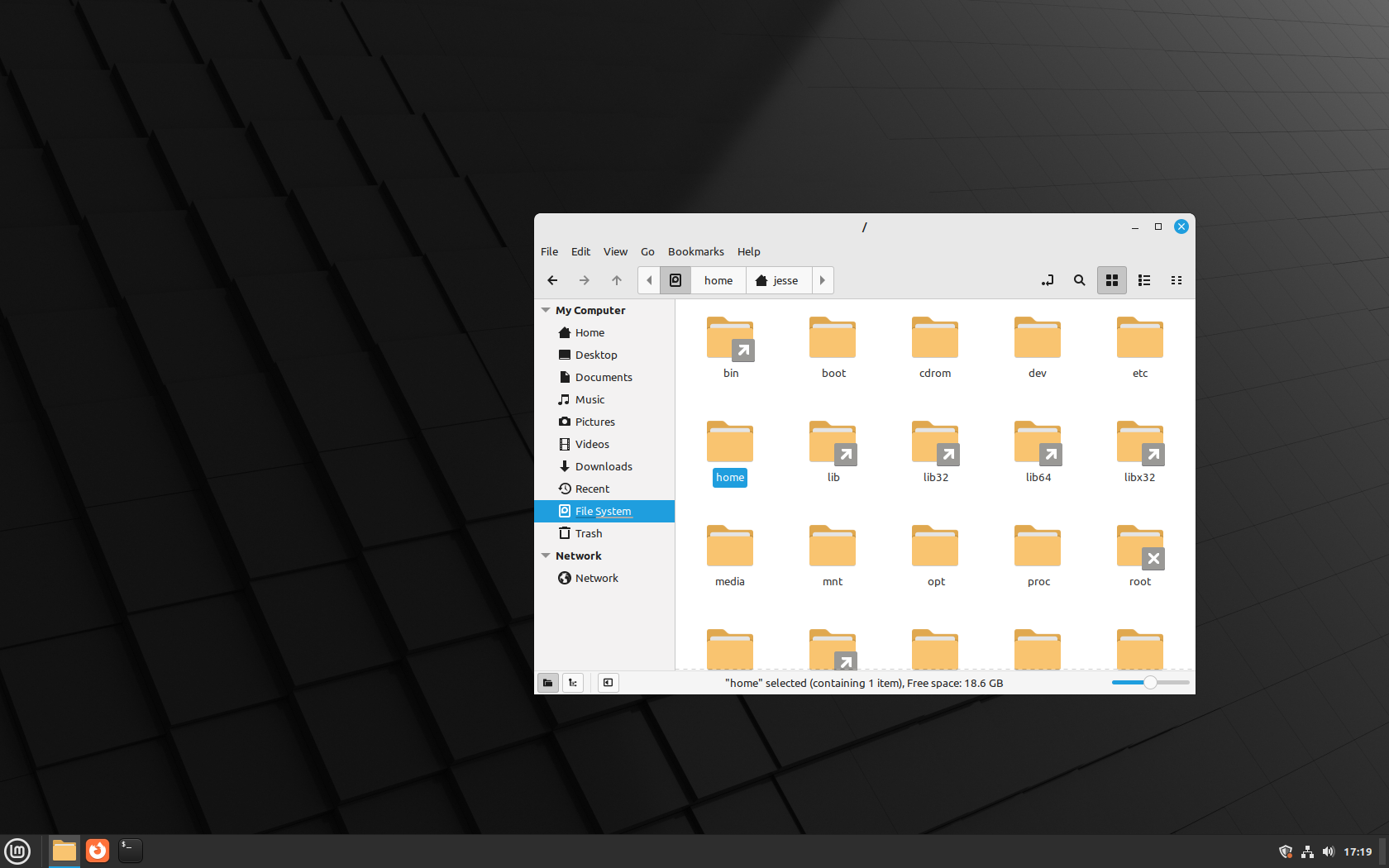 Linux Mint desktop screenshot: 21.2 folders