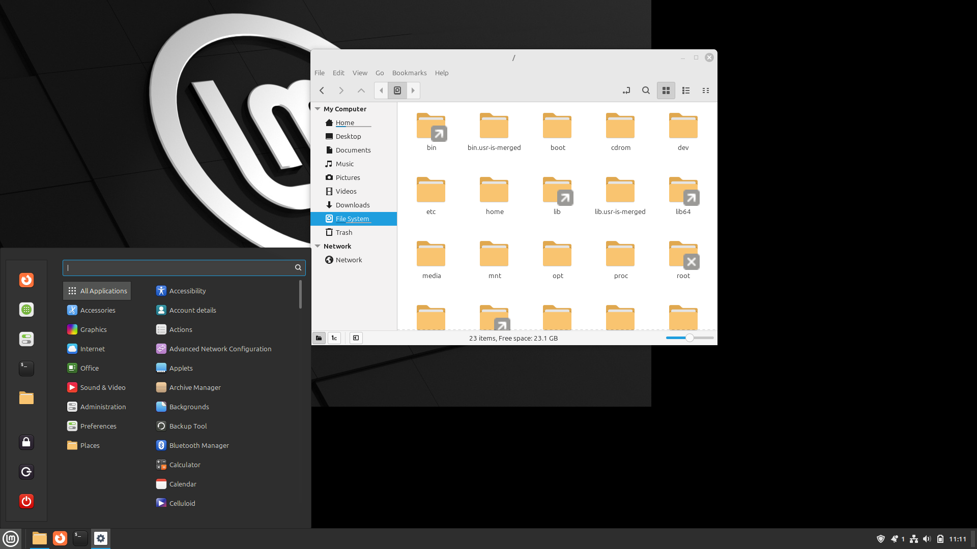 Linux Mint desktop screenshot: 22 wayand menu