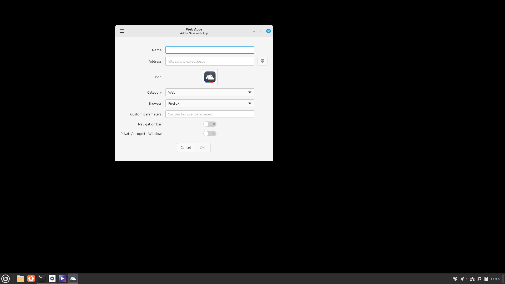 Linux Mint desktop screenshot: 22 web apps