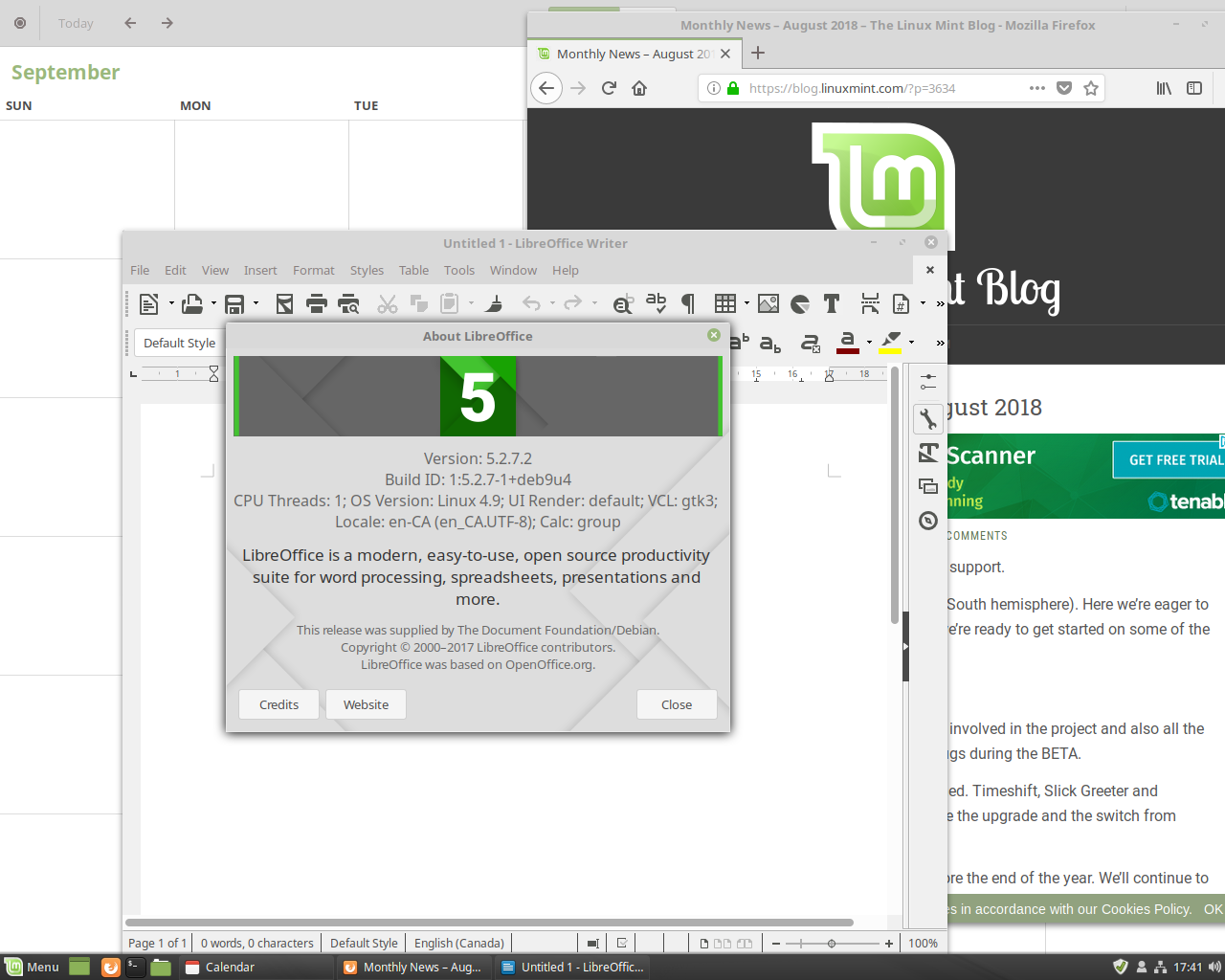 Linux Mint desktop screenshot: 3 lmde apps