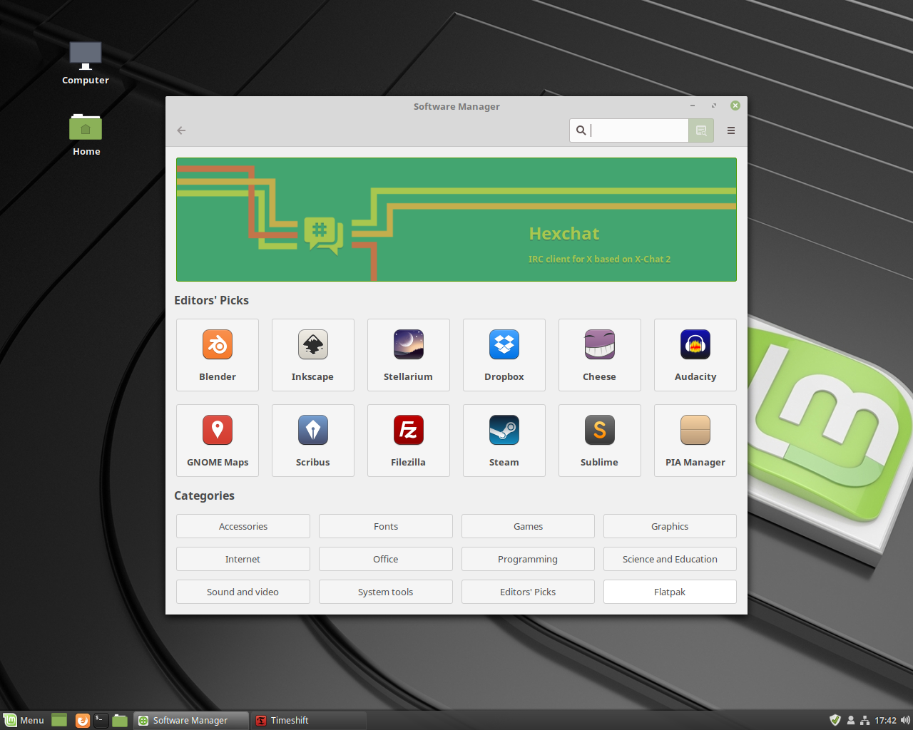 Linux Mint desktop screenshot: 3 lmde software