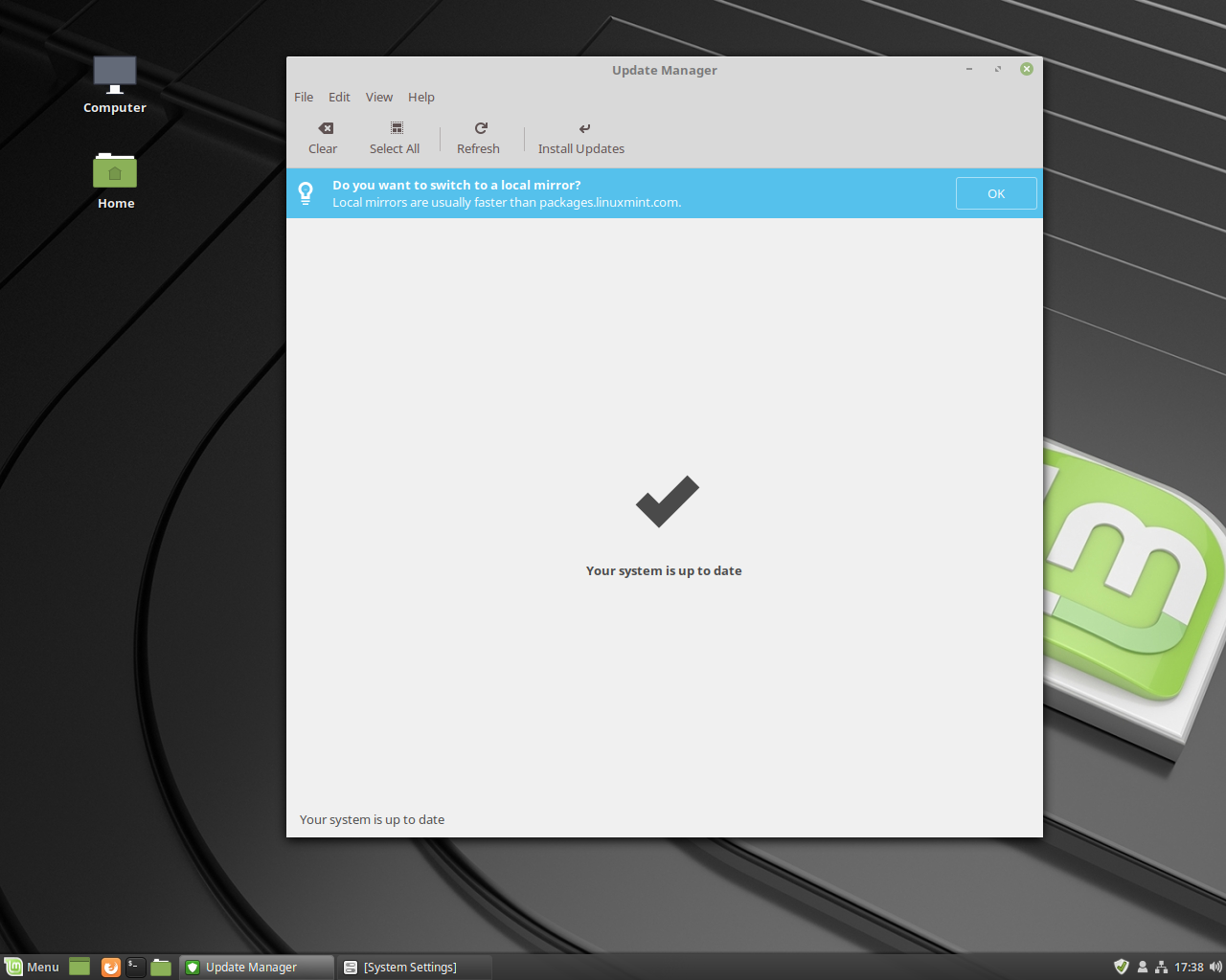 Linux Mint desktop screenshot: 3 lmde updates