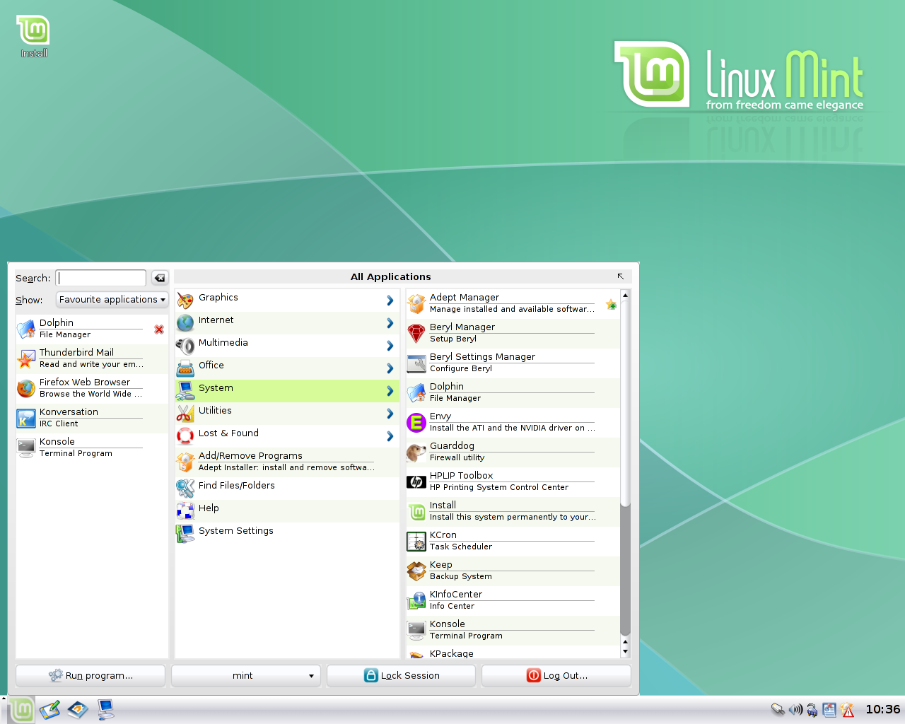 Linux Mint desktop screenshot: 3.0 kde