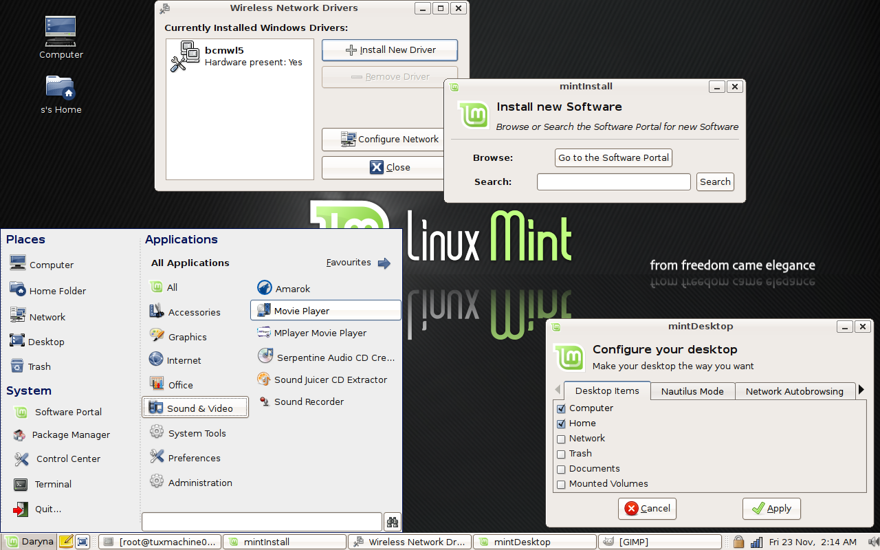 Linux Mint desktop screenshot: 4.0 desktop