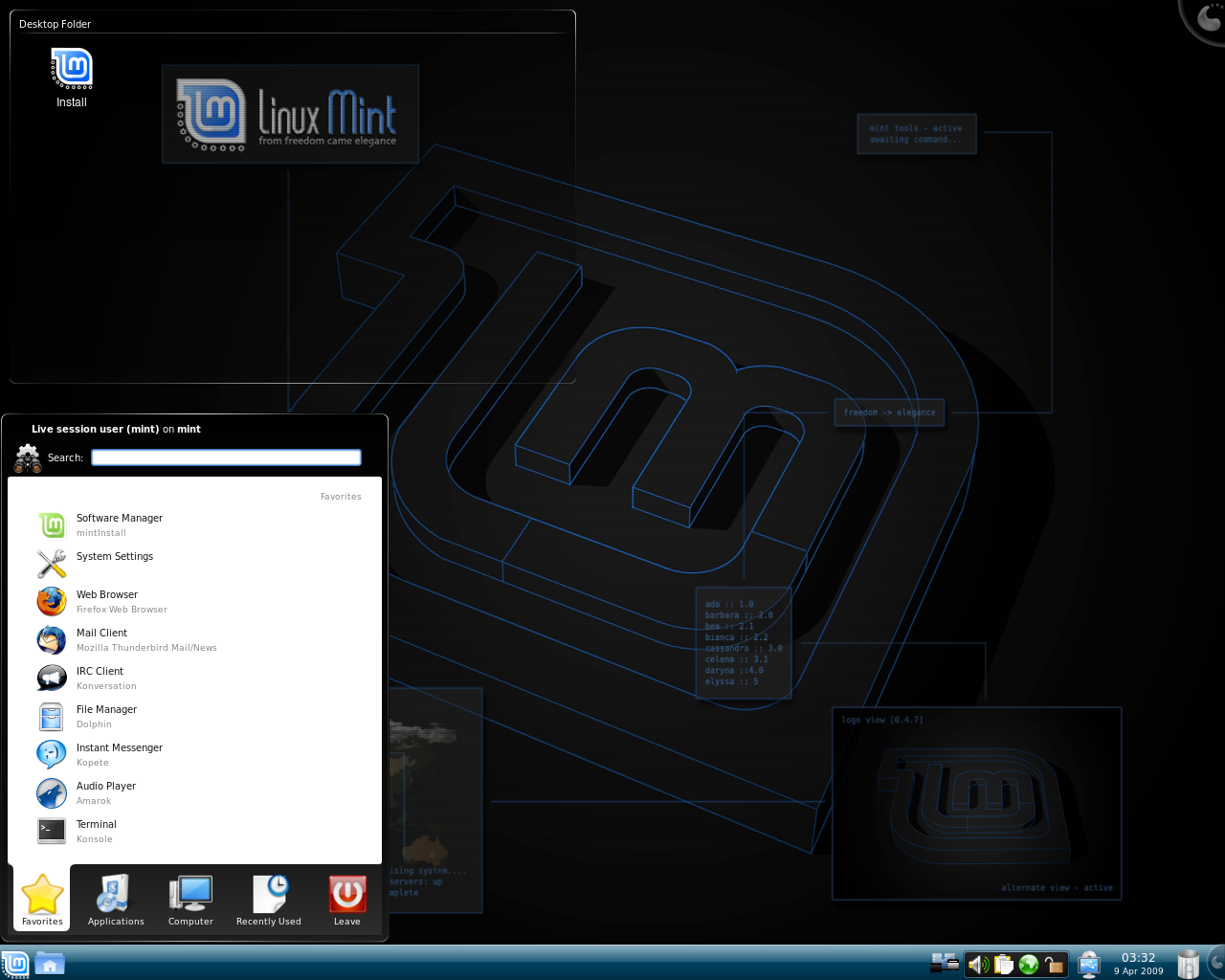 Linux Mint desktop screenshot: 6 kde