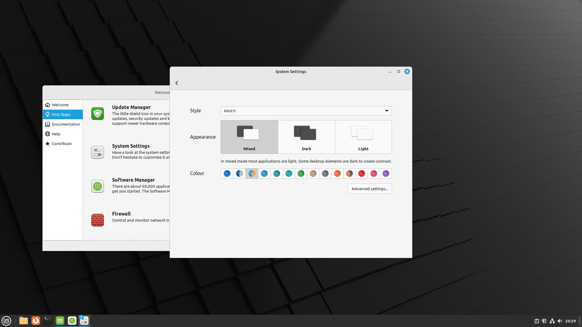 Linux Mint desktop screenshot: 6 lmde theme