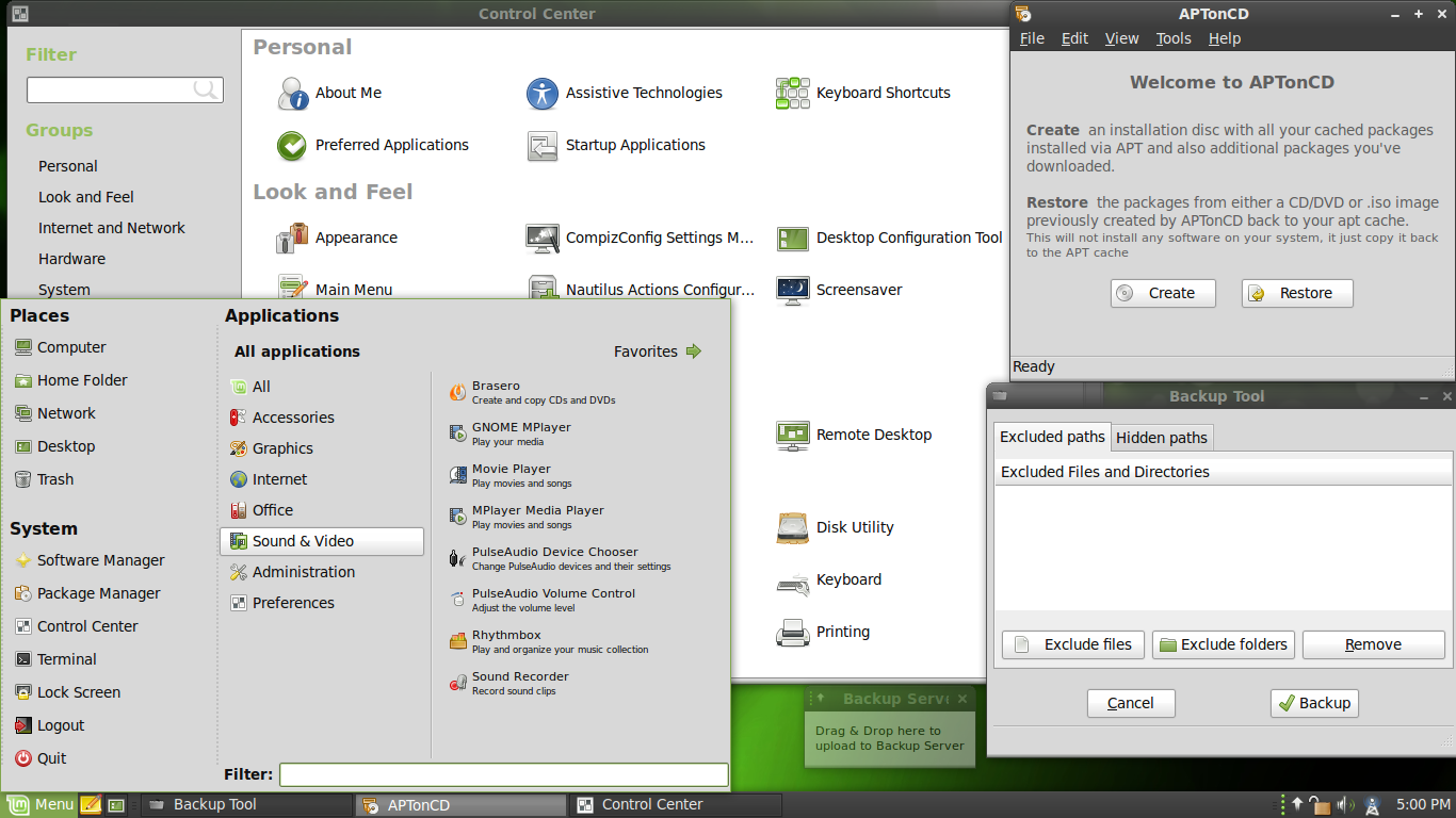 Linux Mint desktop screenshot: 8 control