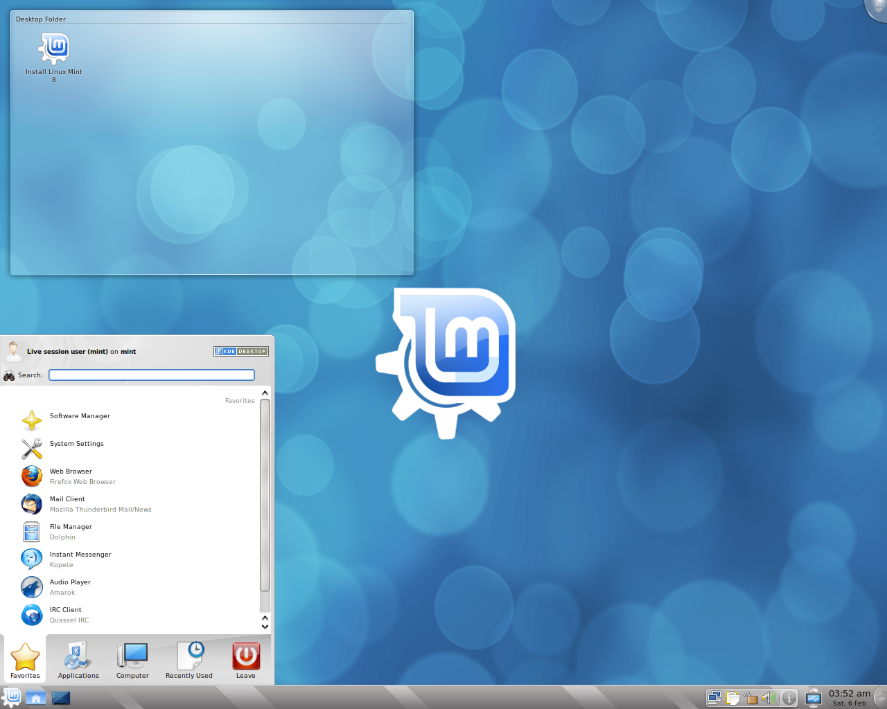 Linux Mint desktop screenshot: 8 kde