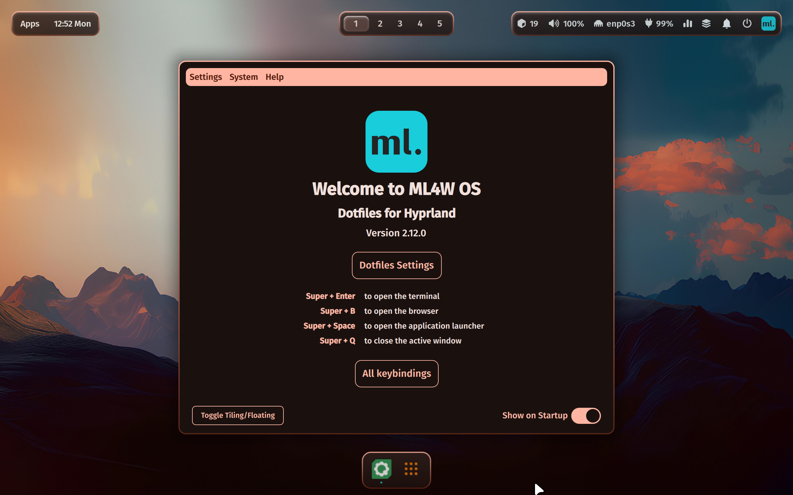 ML4W desktop screenshot: 2.12.0